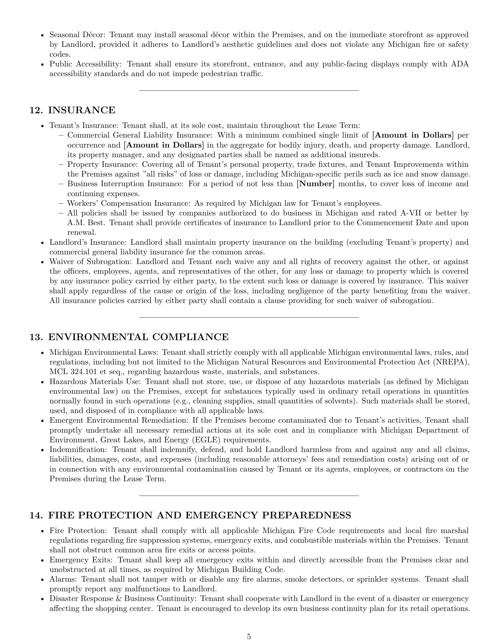 Preview page 5 of Pro Michigan retail lease agreement template