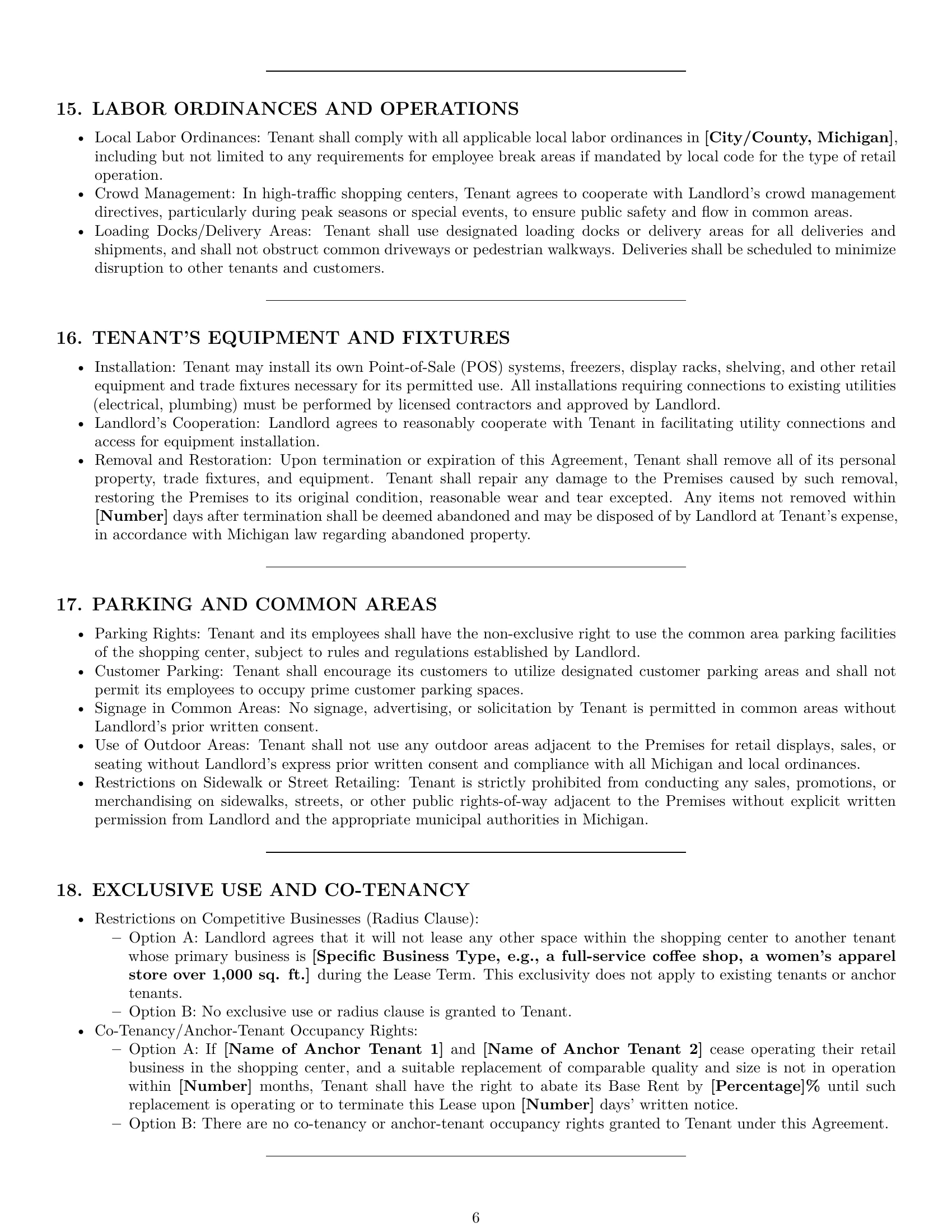 Preview page 6 of Pro Michigan retail lease agreement template