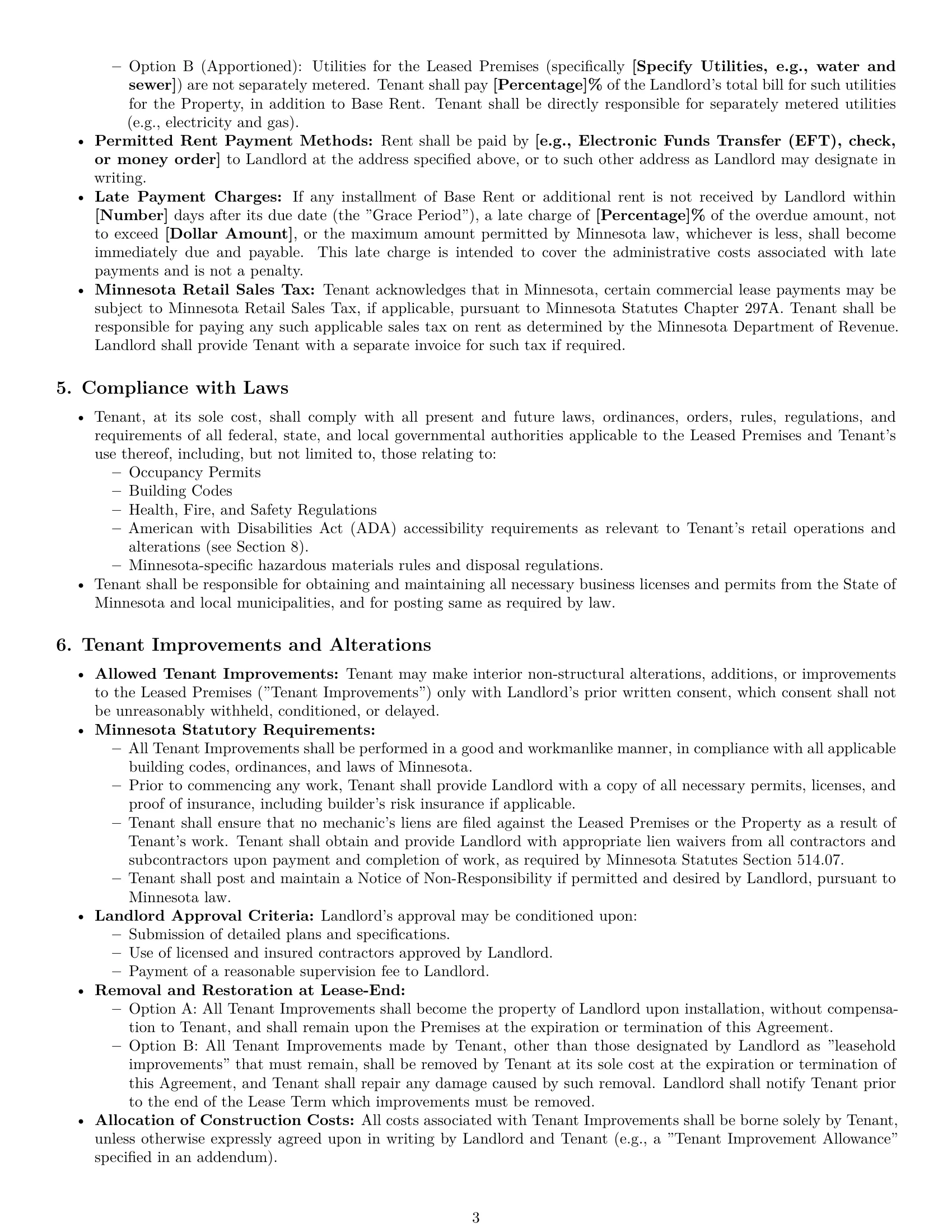 Preview page 3 of Pro Minnesota retail lease agreement template