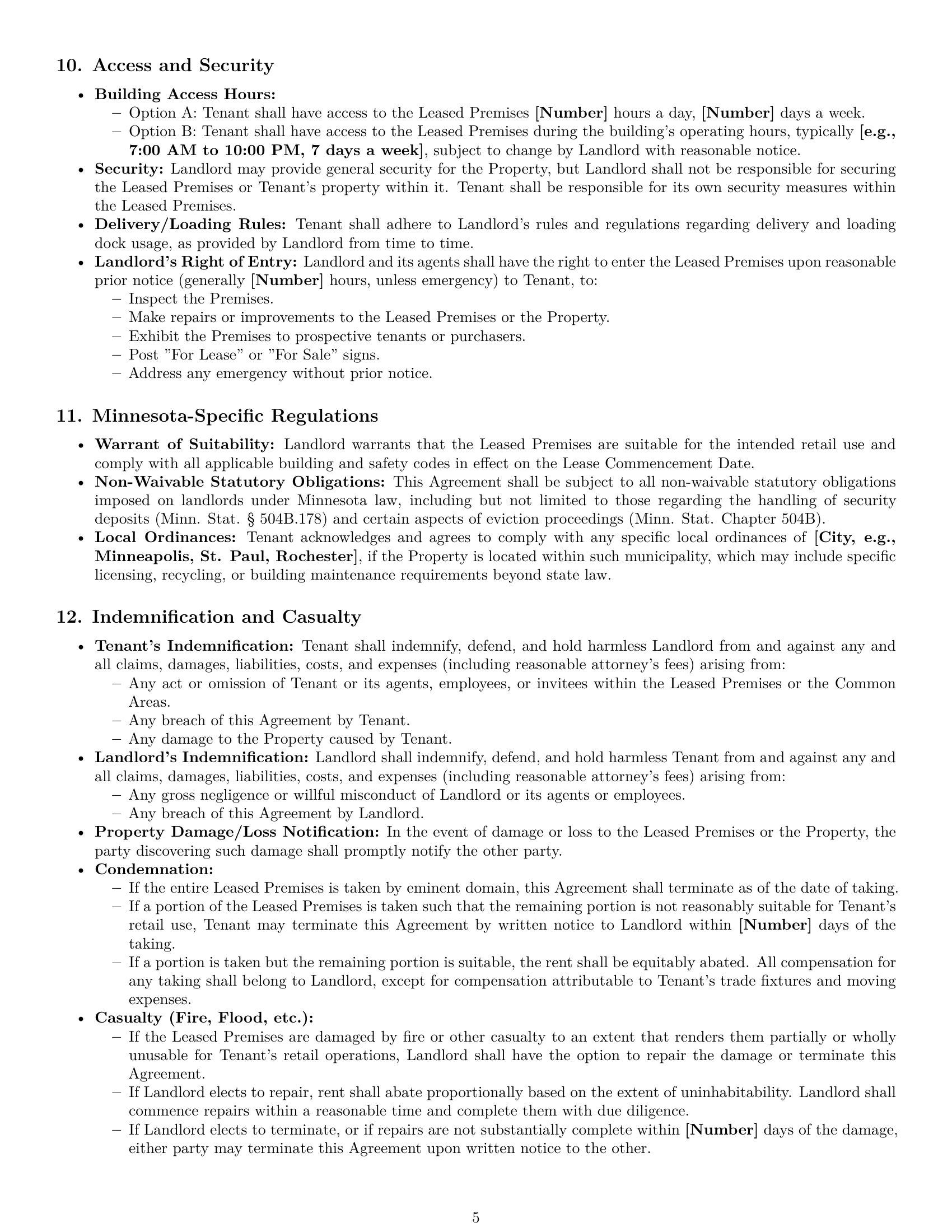 Preview page 5 of Pro Minnesota retail lease agreement template