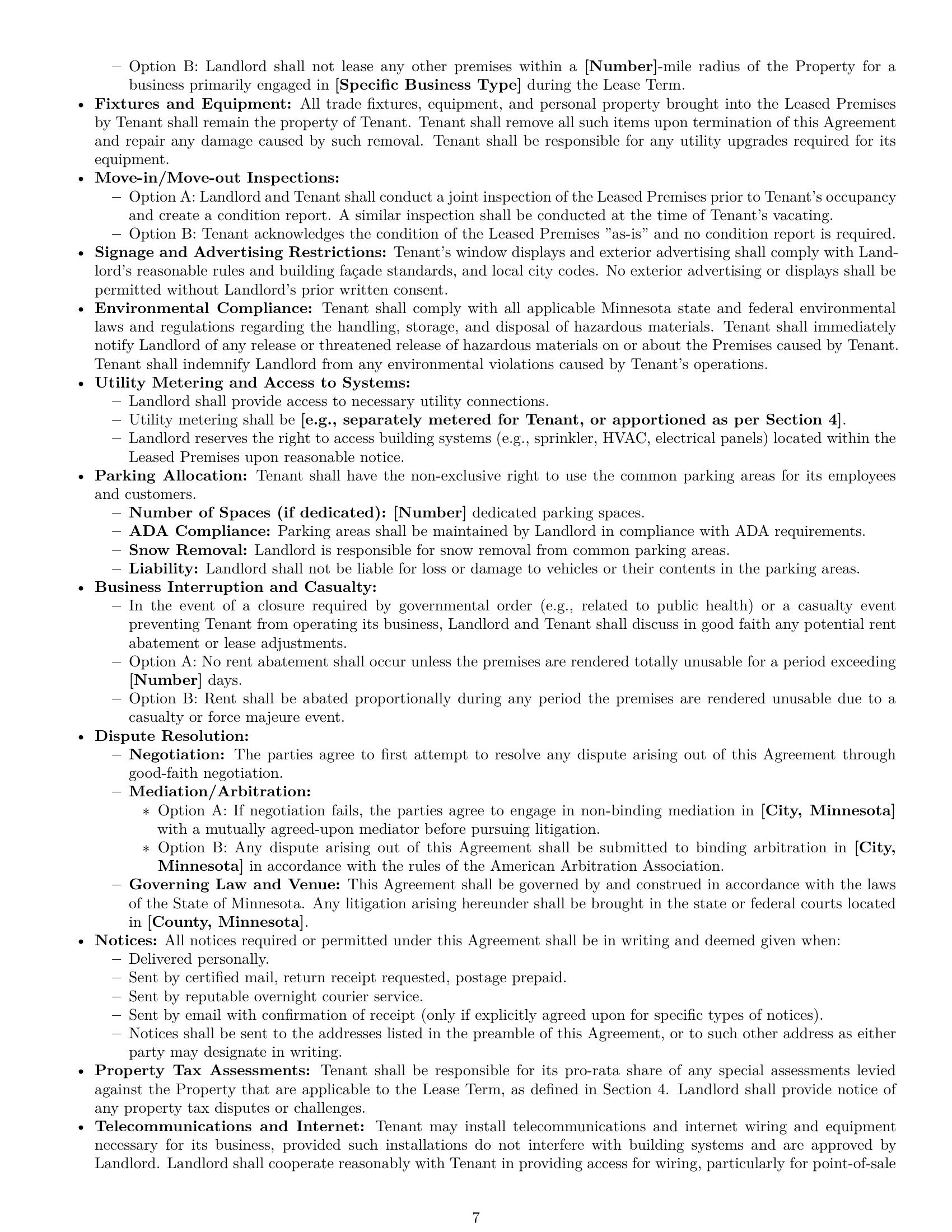 Preview page 7 of Pro Minnesota retail lease agreement template