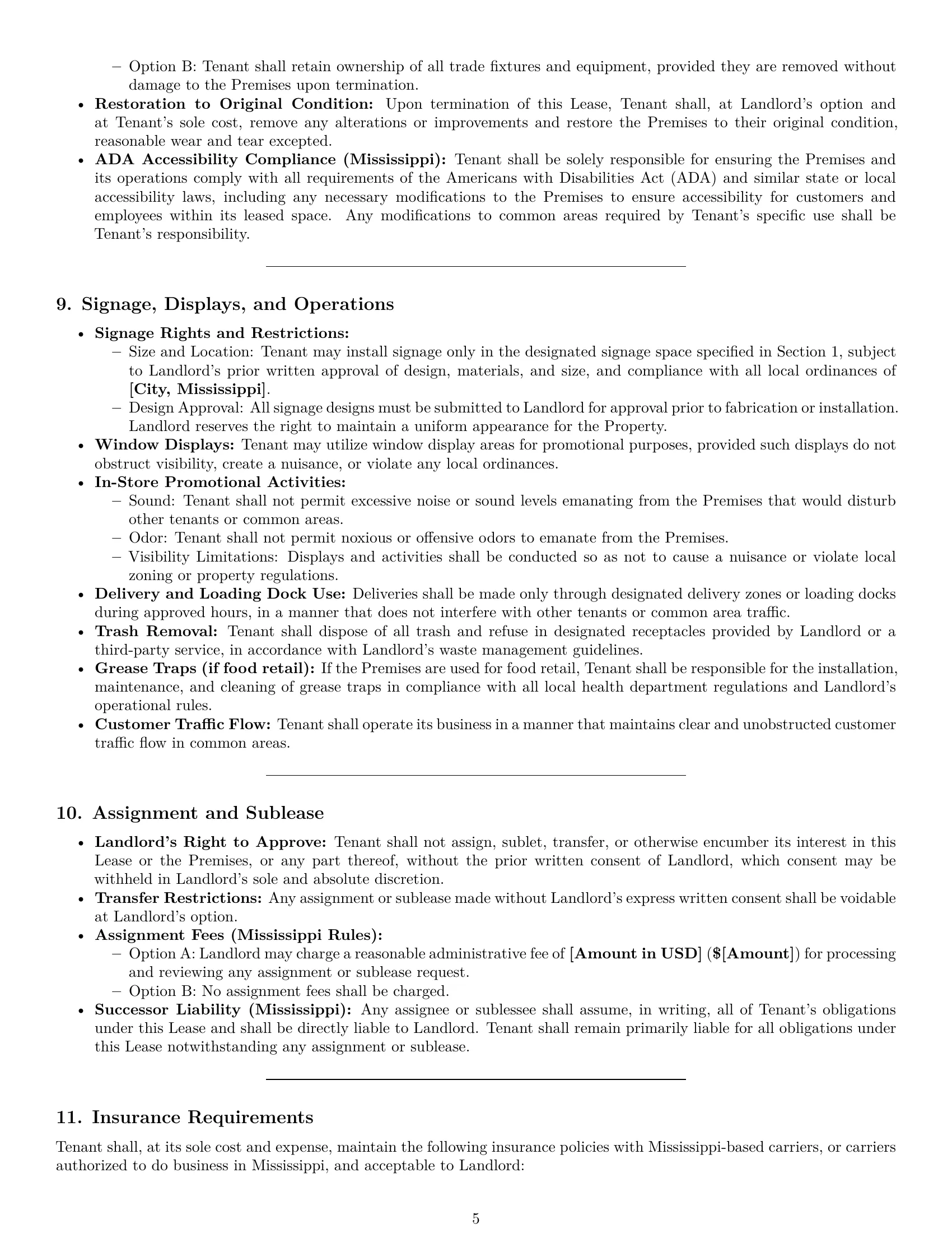 Preview page 5 of Pro Mississippi retail lease agreement template
