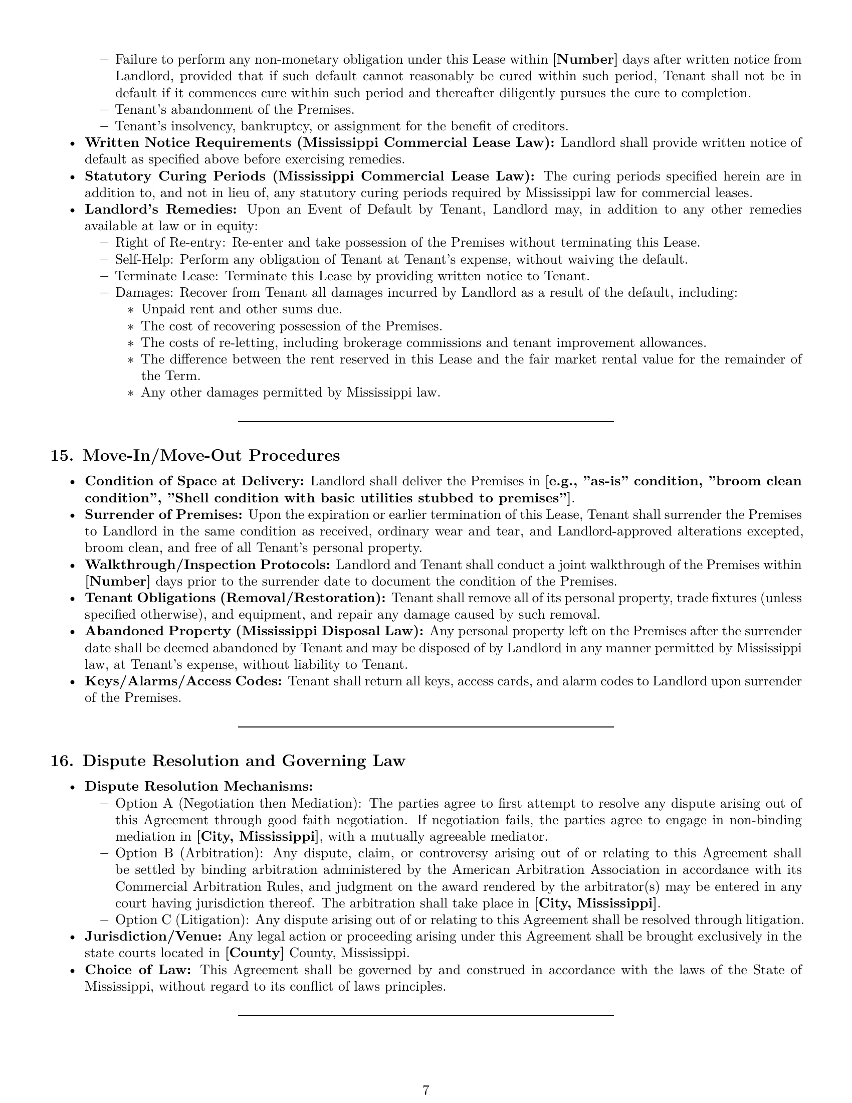 Preview page 7 of Pro Mississippi retail lease agreement template