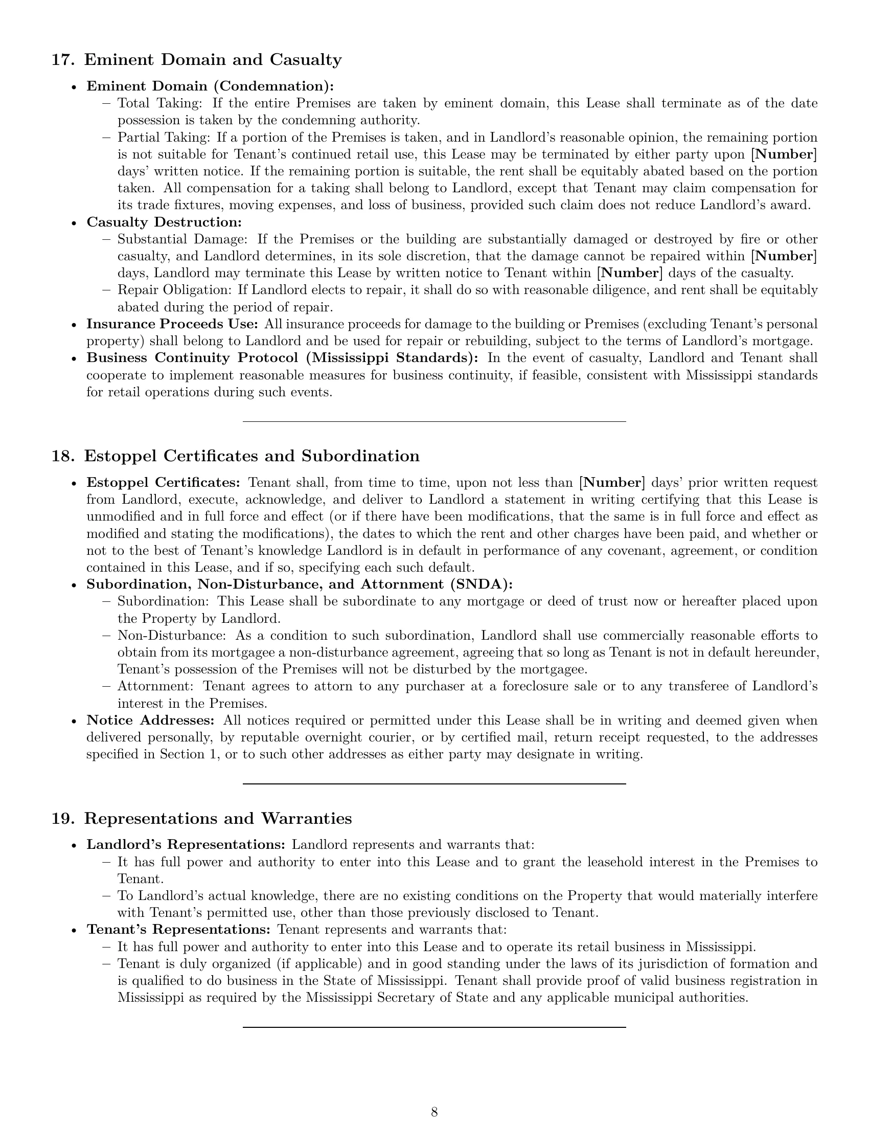 Preview page 8 of Pro Mississippi retail lease agreement template