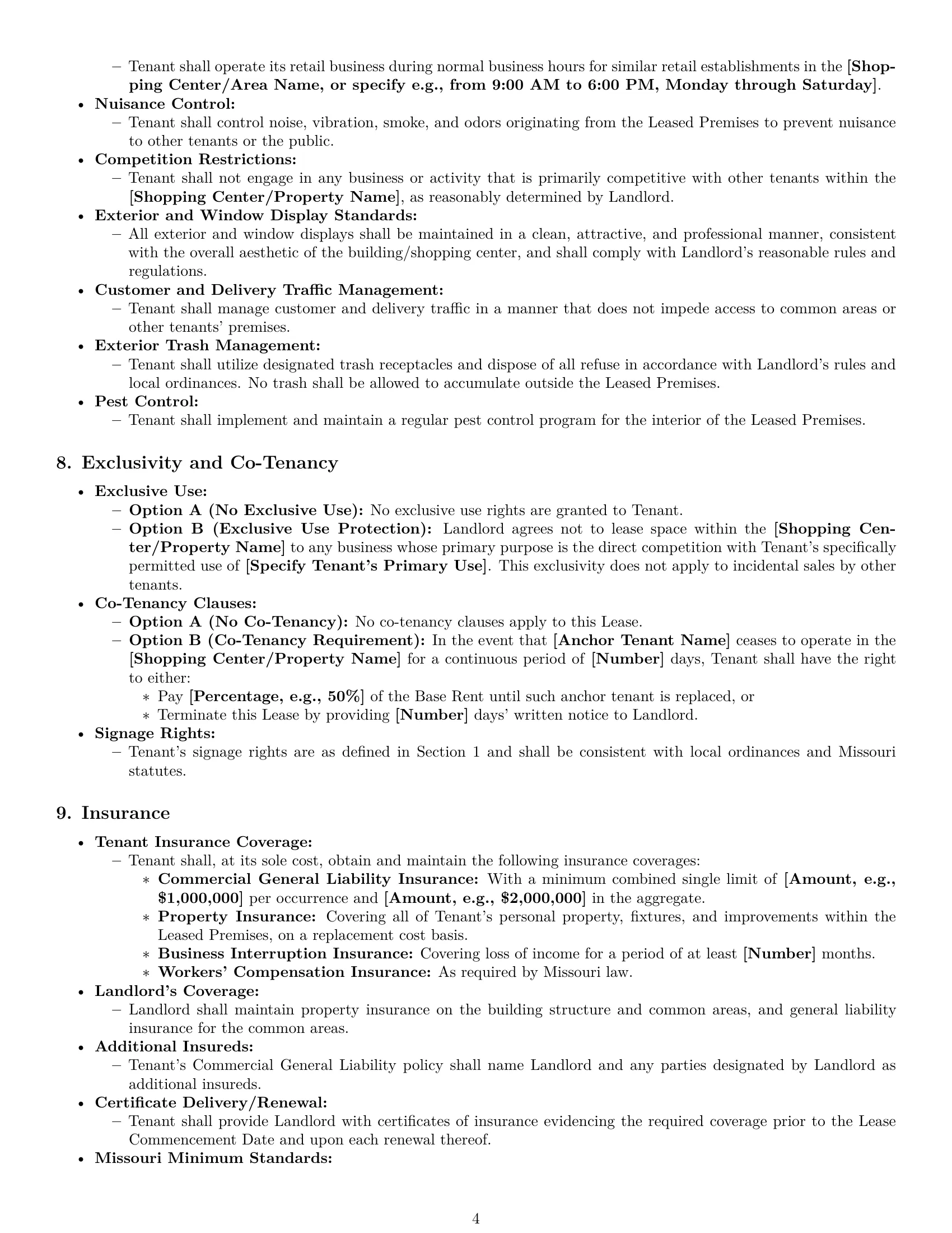 Preview page 4 of Pro Missouri retail lease agreement template