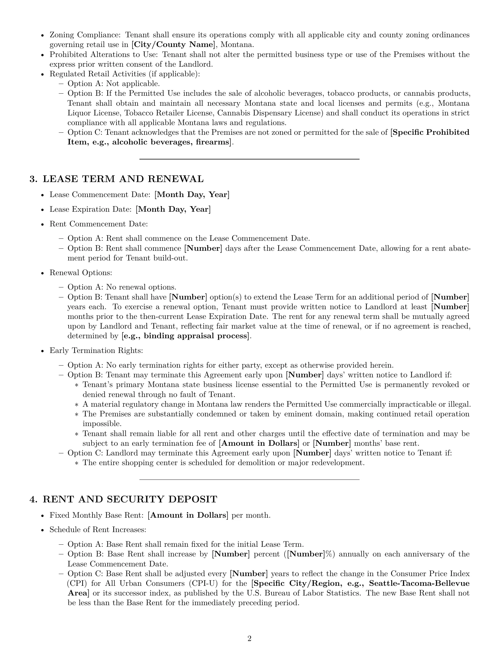 Preview page 2 of Pro Montana retail lease agreement template
