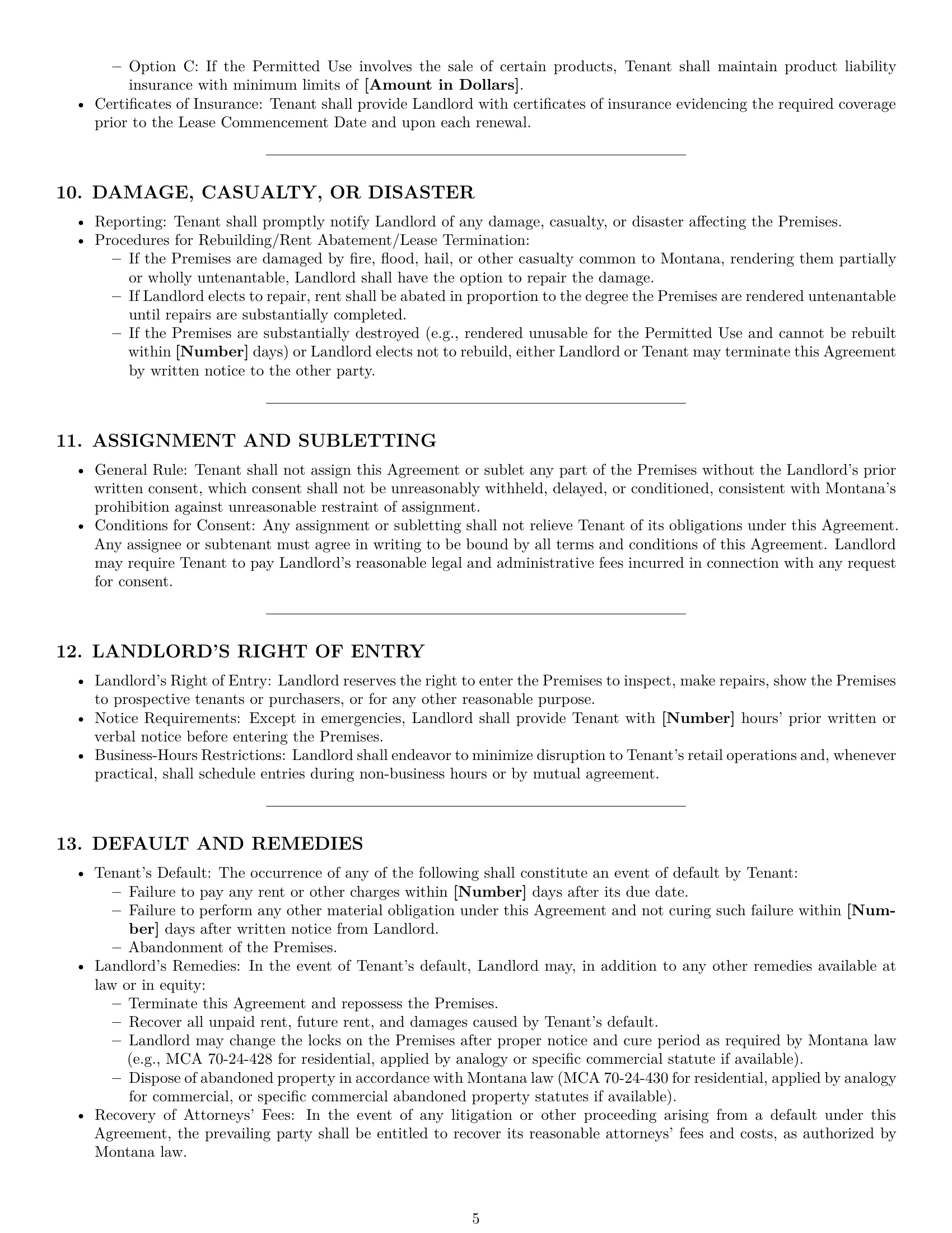 Preview page 5 of Pro Montana retail lease agreement template