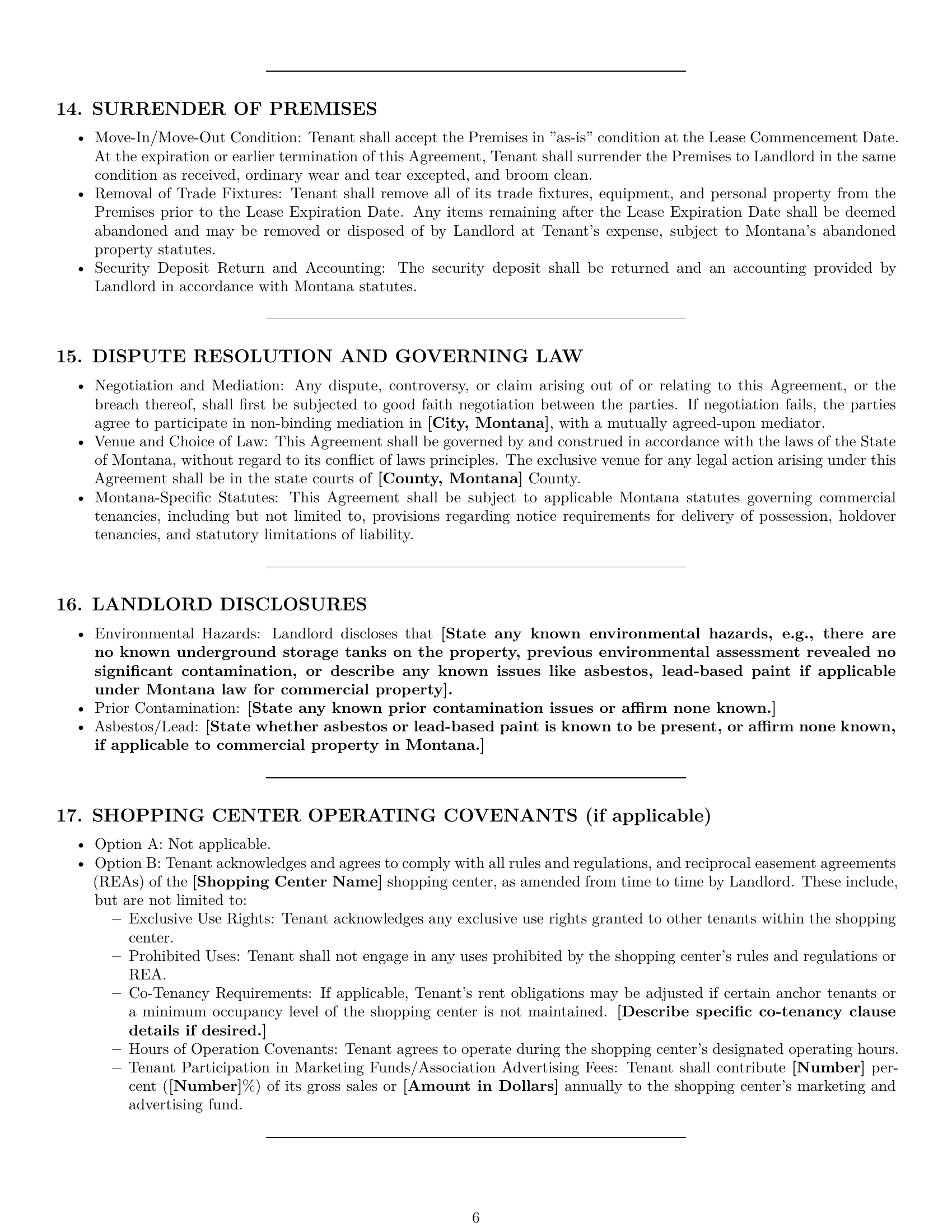 Preview page 6 of Pro Montana retail lease agreement template