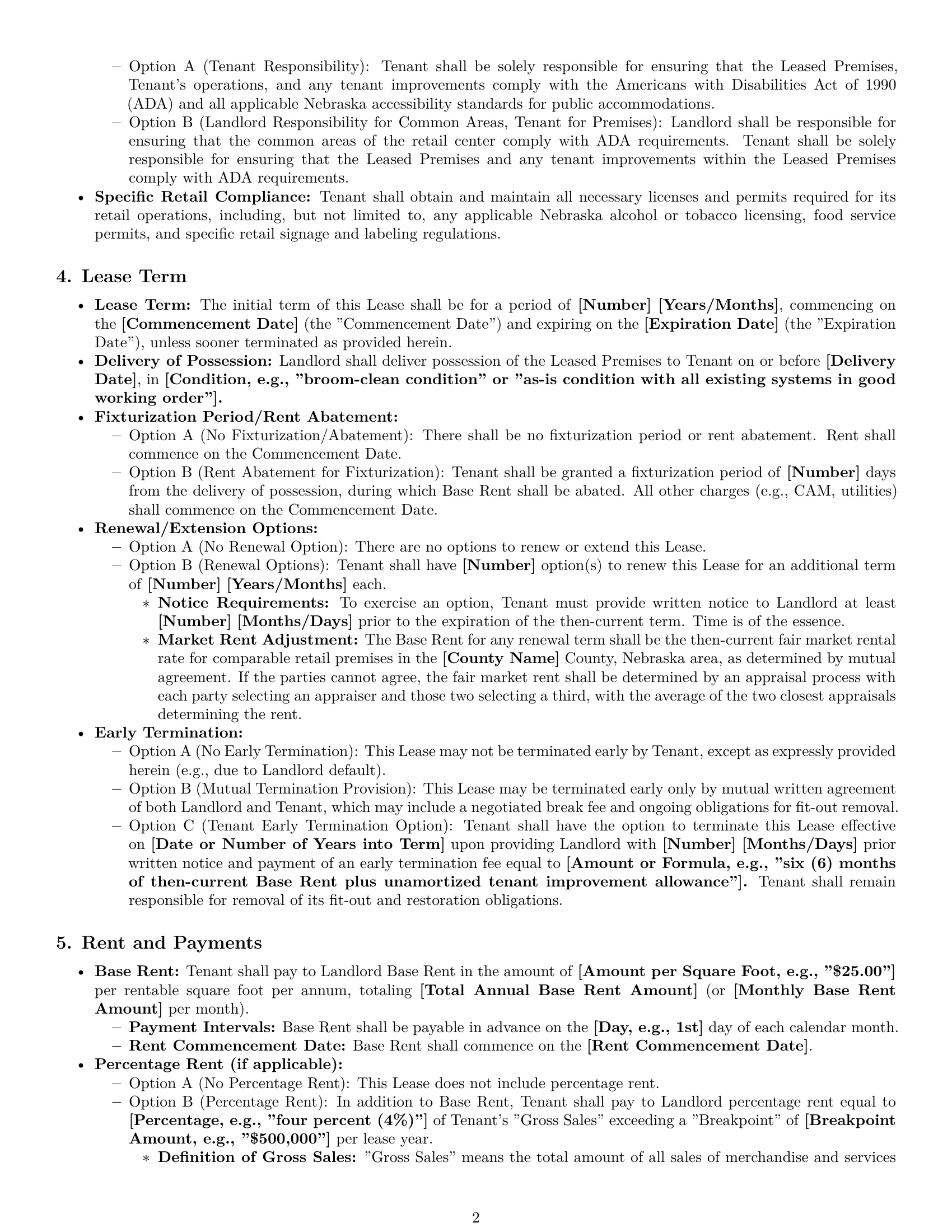 Preview page 2 of Pro Nebraska retail lease agreement template