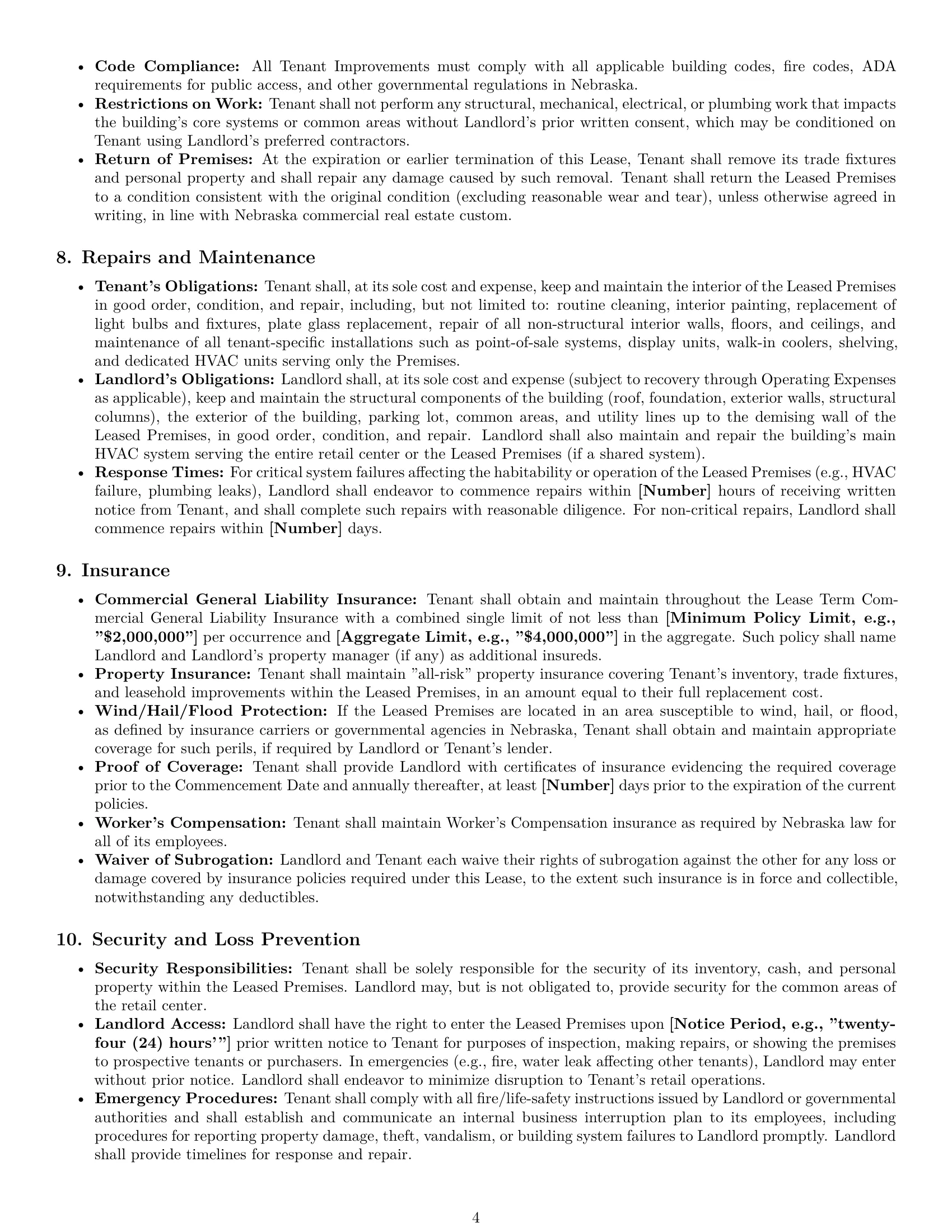 Preview page 4 of Pro Nebraska retail lease agreement template
