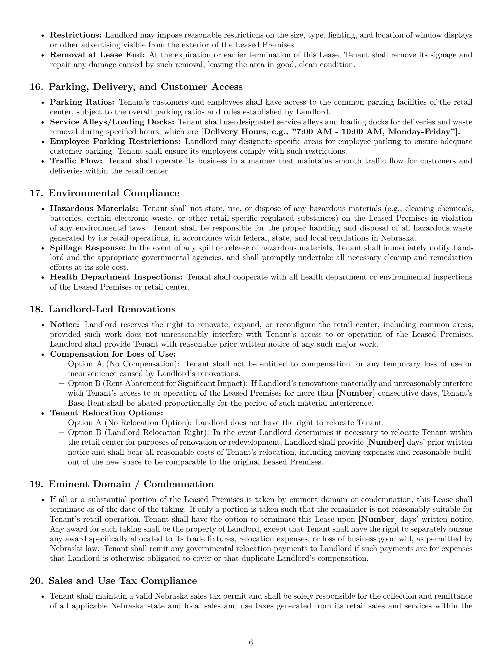 Preview page 6 of Pro Nebraska retail lease agreement template