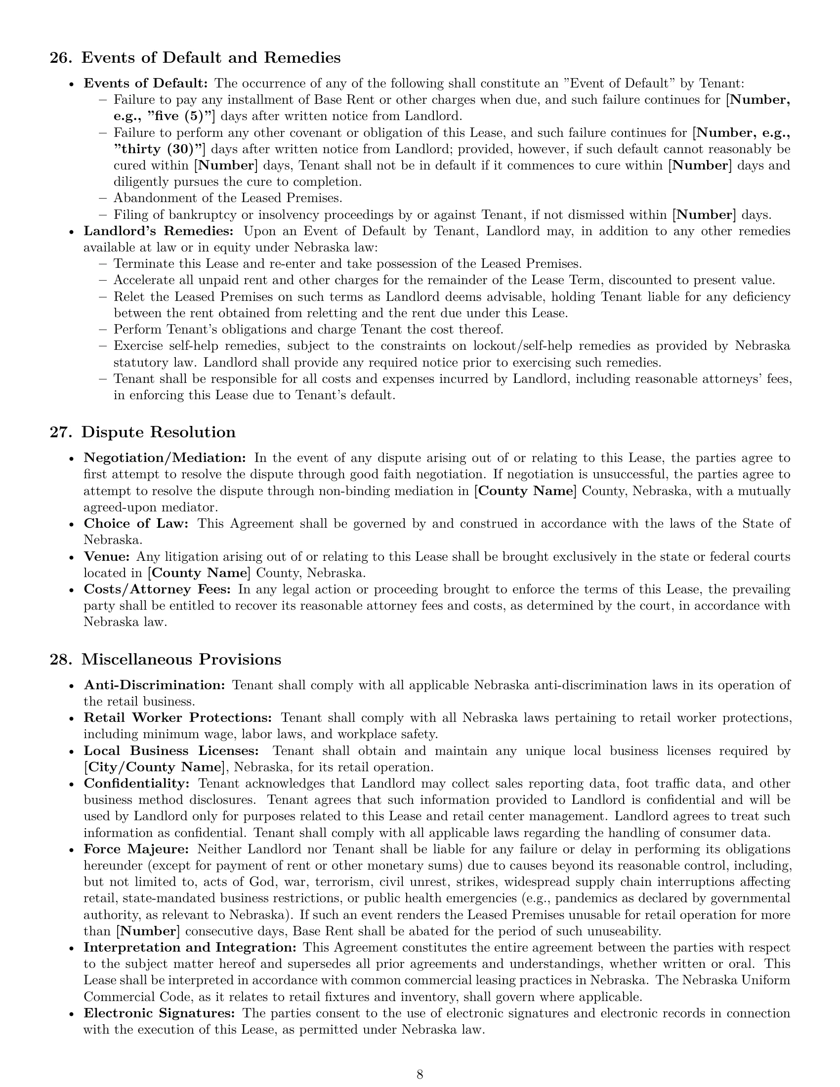 Preview page 8 of Pro Nebraska retail lease agreement template