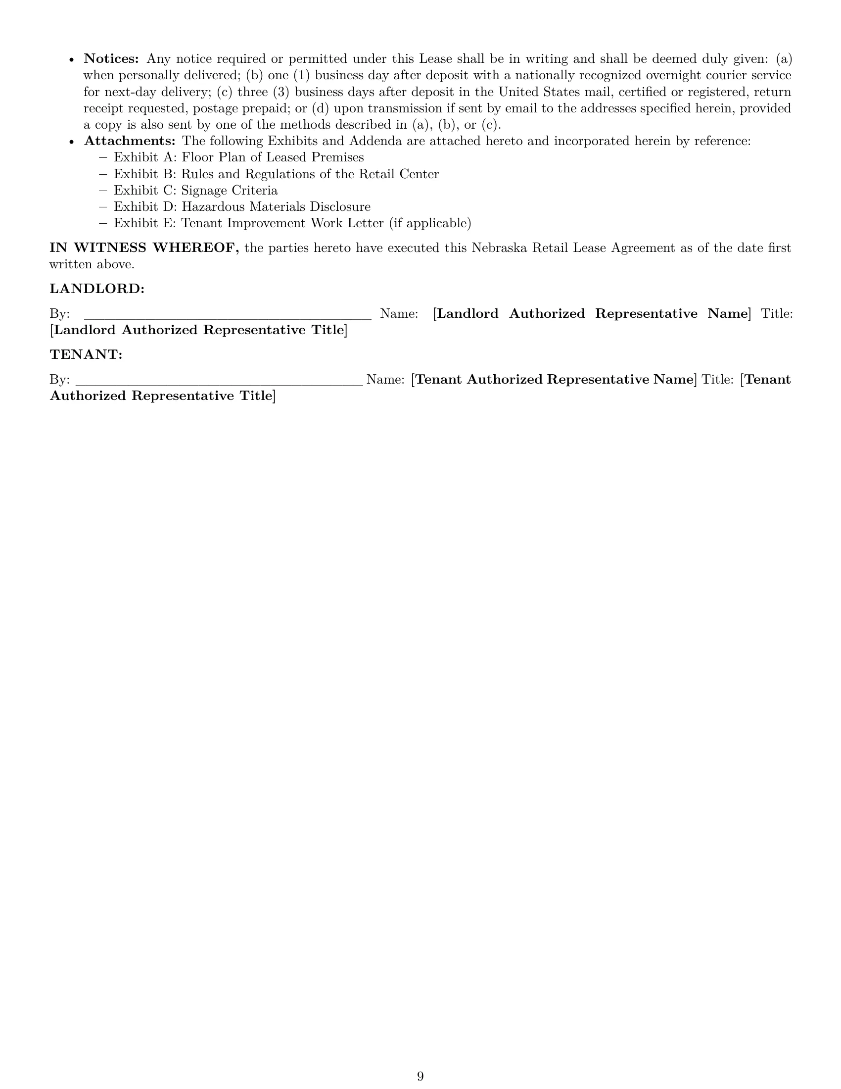 Preview page 9 of Pro Nebraska retail lease agreement template