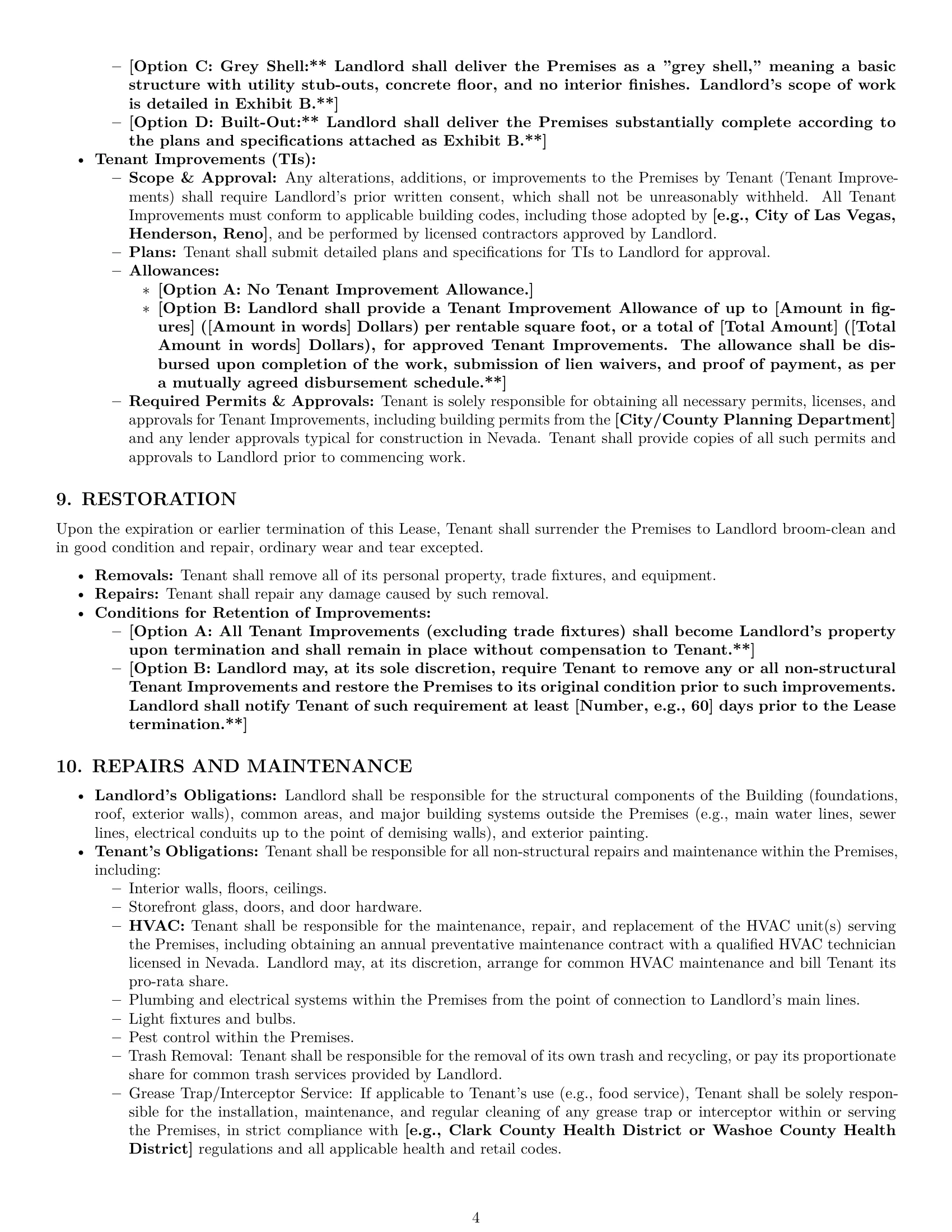 Preview page 4 of Pro Nevada retail lease agreement template