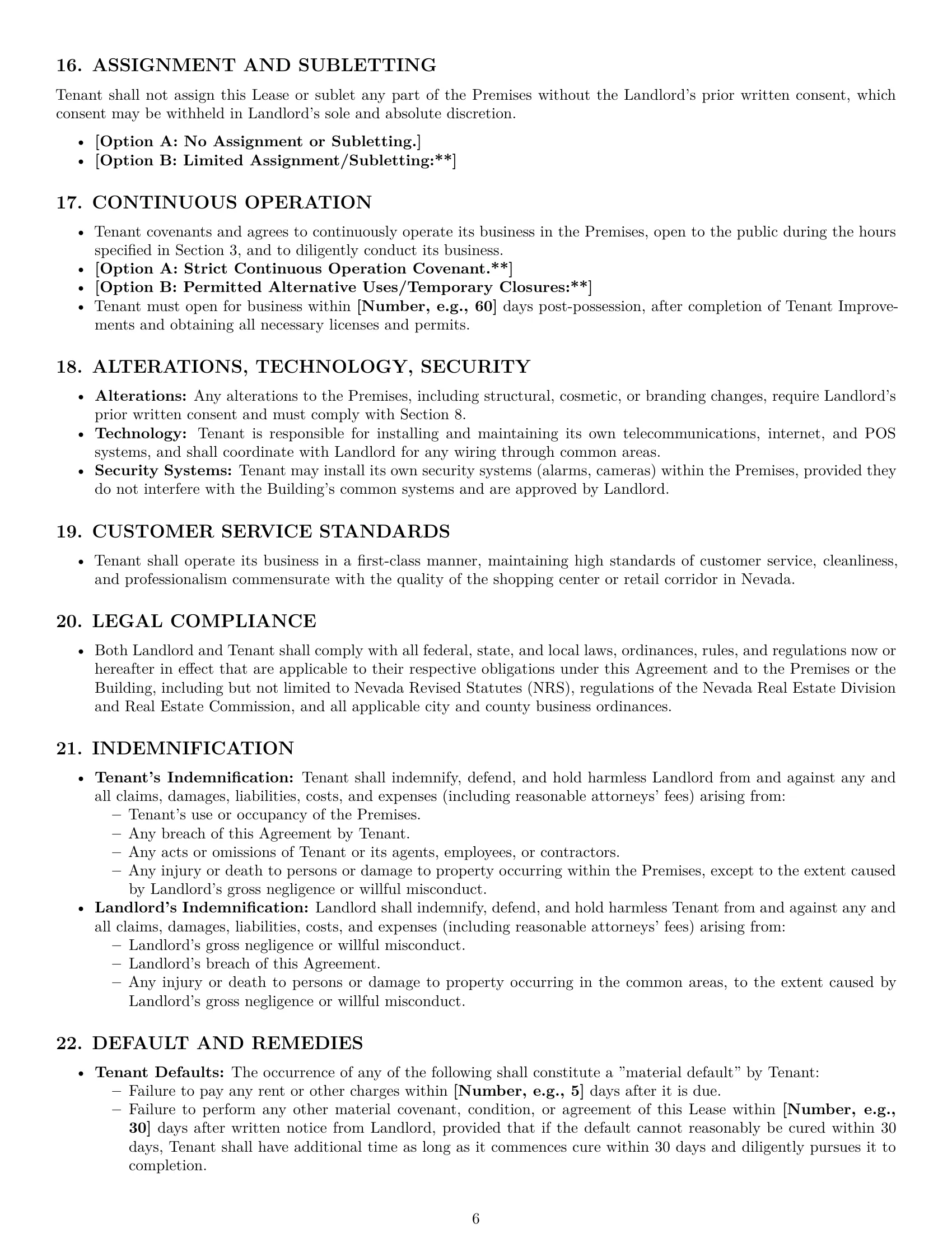 Preview page 6 of Pro Nevada retail lease agreement template