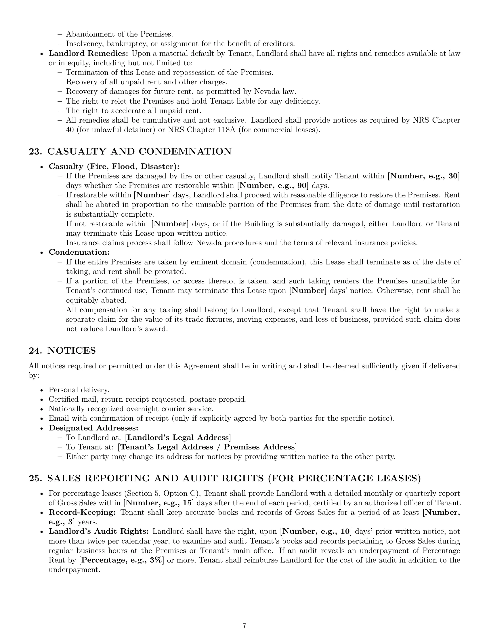 Preview page 7 of Pro Nevada retail lease agreement template