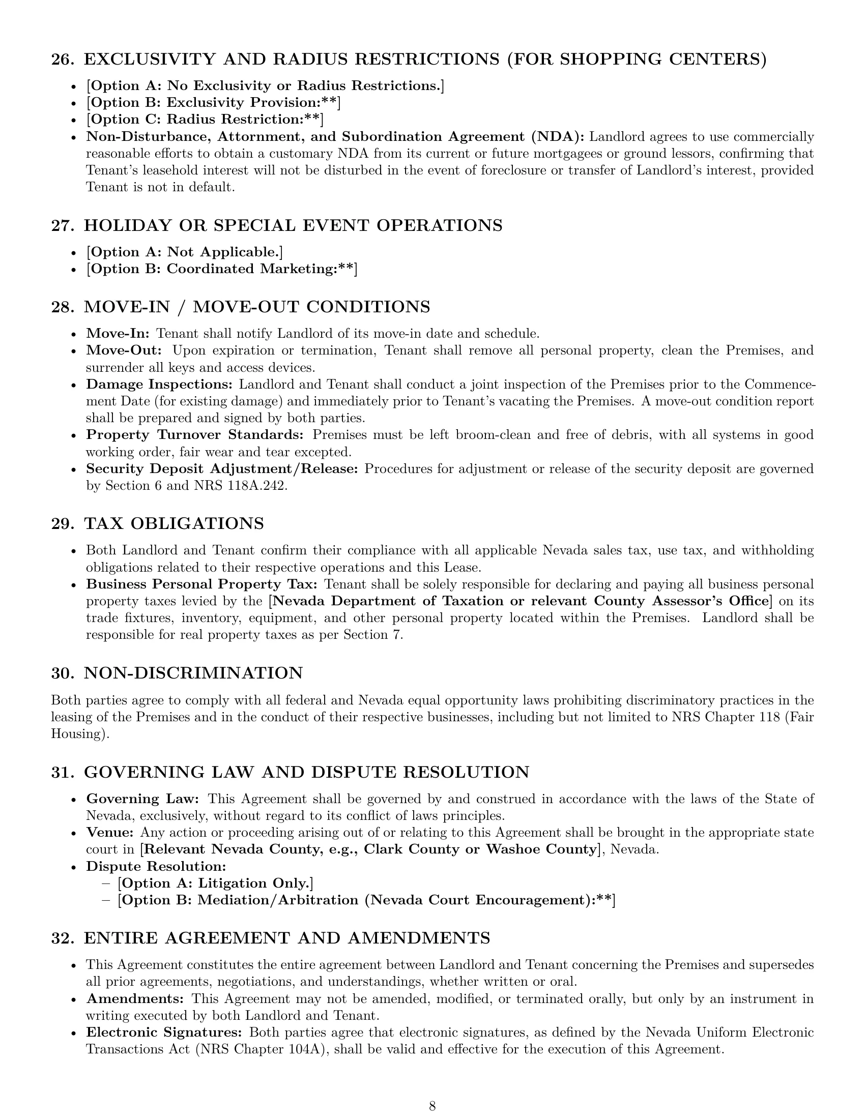 Preview page 8 of Pro Nevada retail lease agreement template
