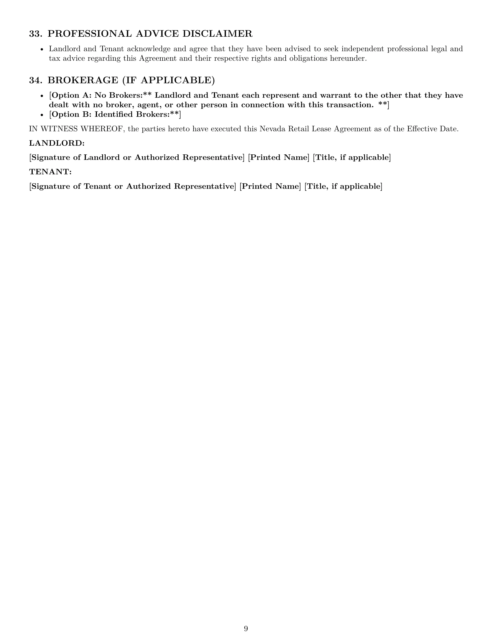 Preview page 9 of Pro Nevada retail lease agreement template