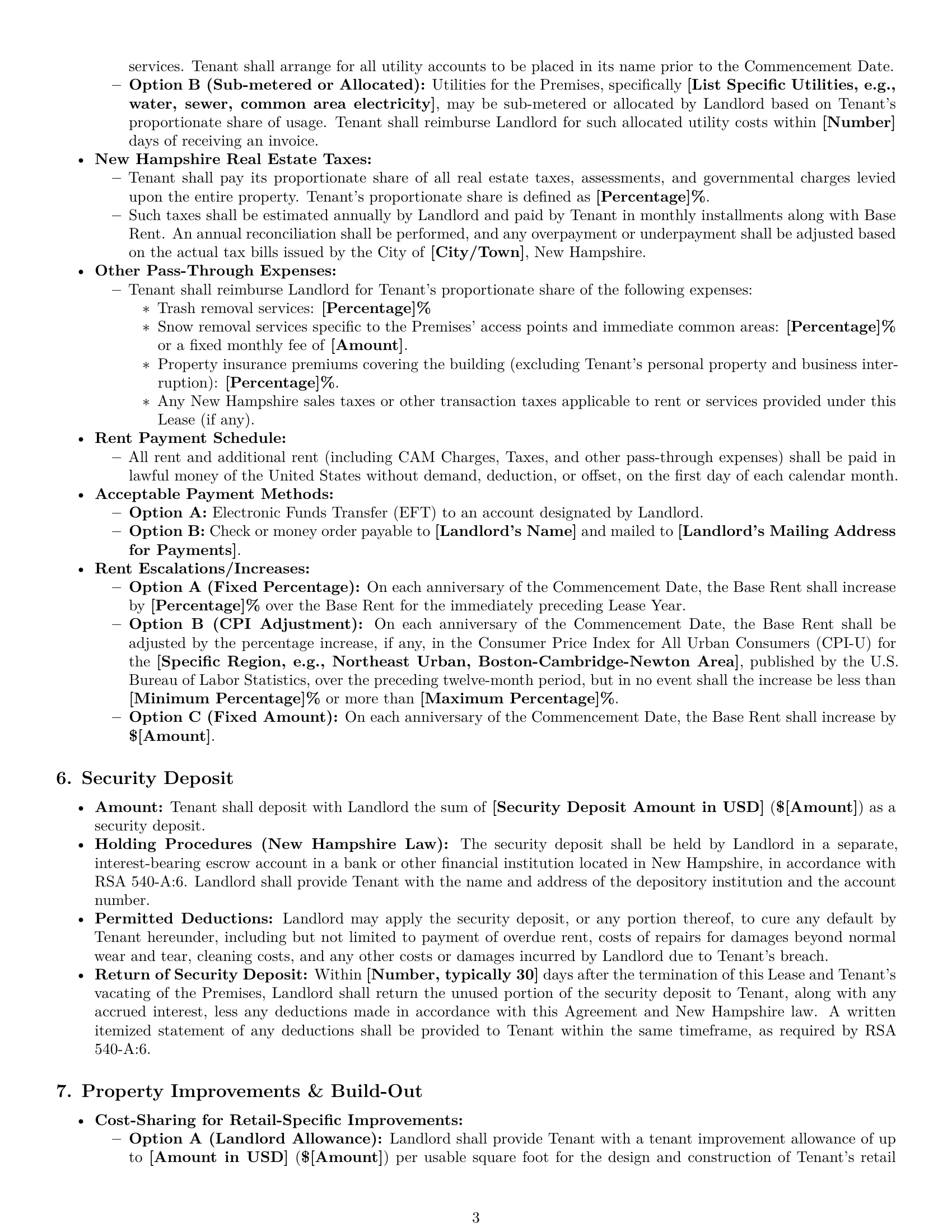Preview page 3 of Pro New Hampshire retail lease agreement template