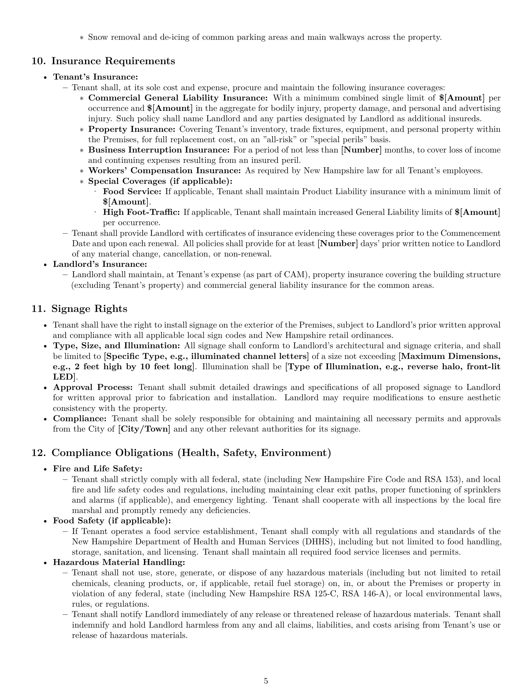 Preview page 5 of Pro New Hampshire retail lease agreement template