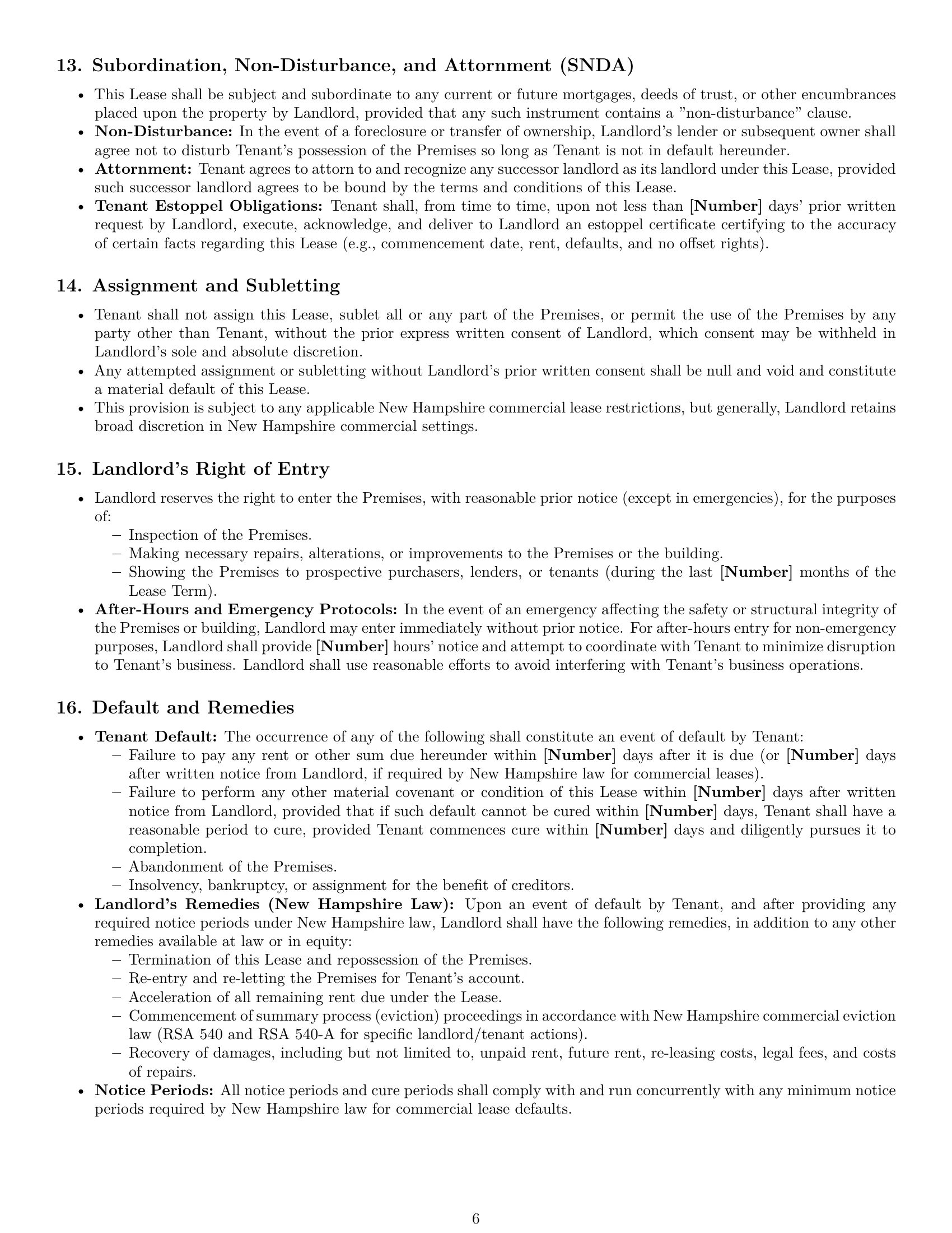 Preview page 6 of Pro New Hampshire retail lease agreement template