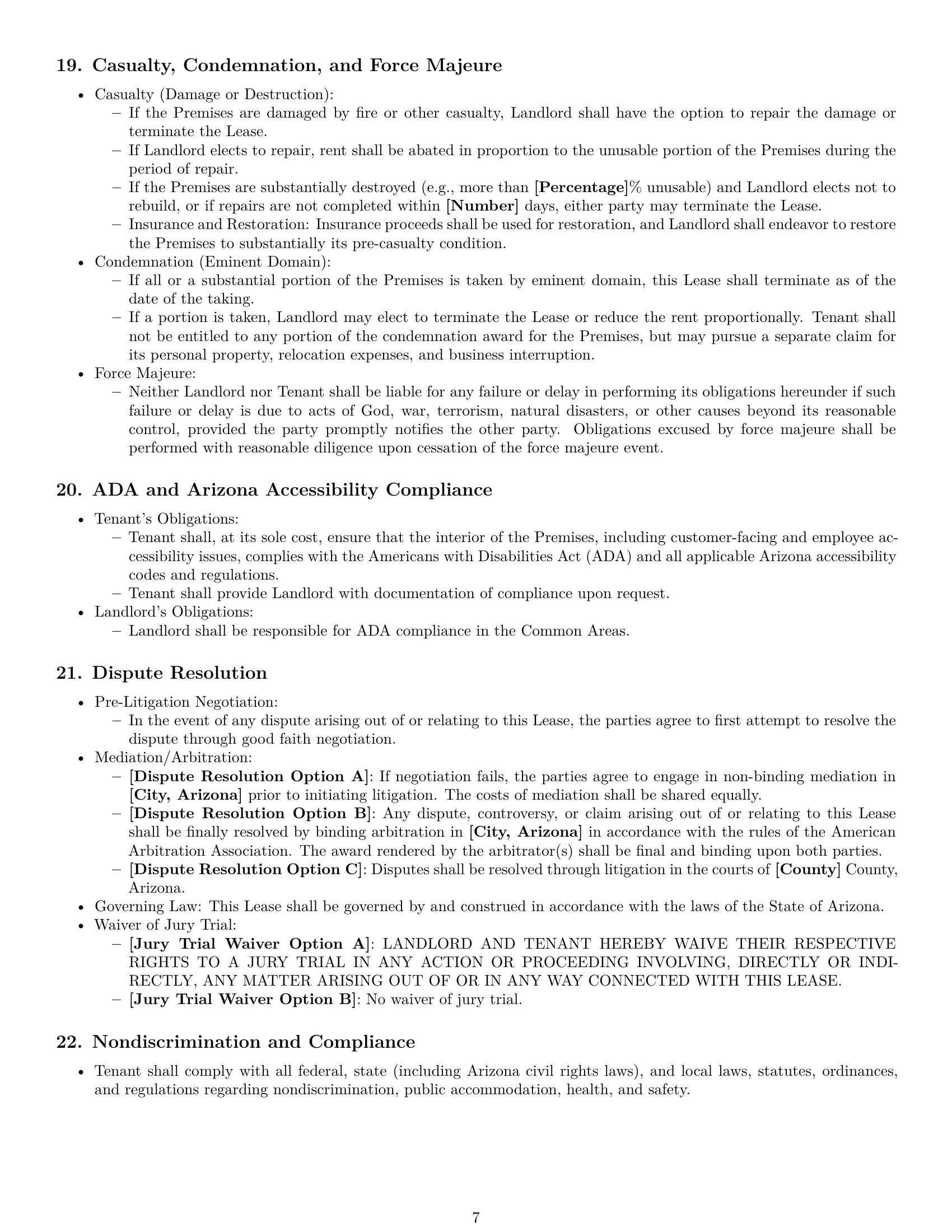 Preview page 7 of Pro Arizona retail lease agreement template