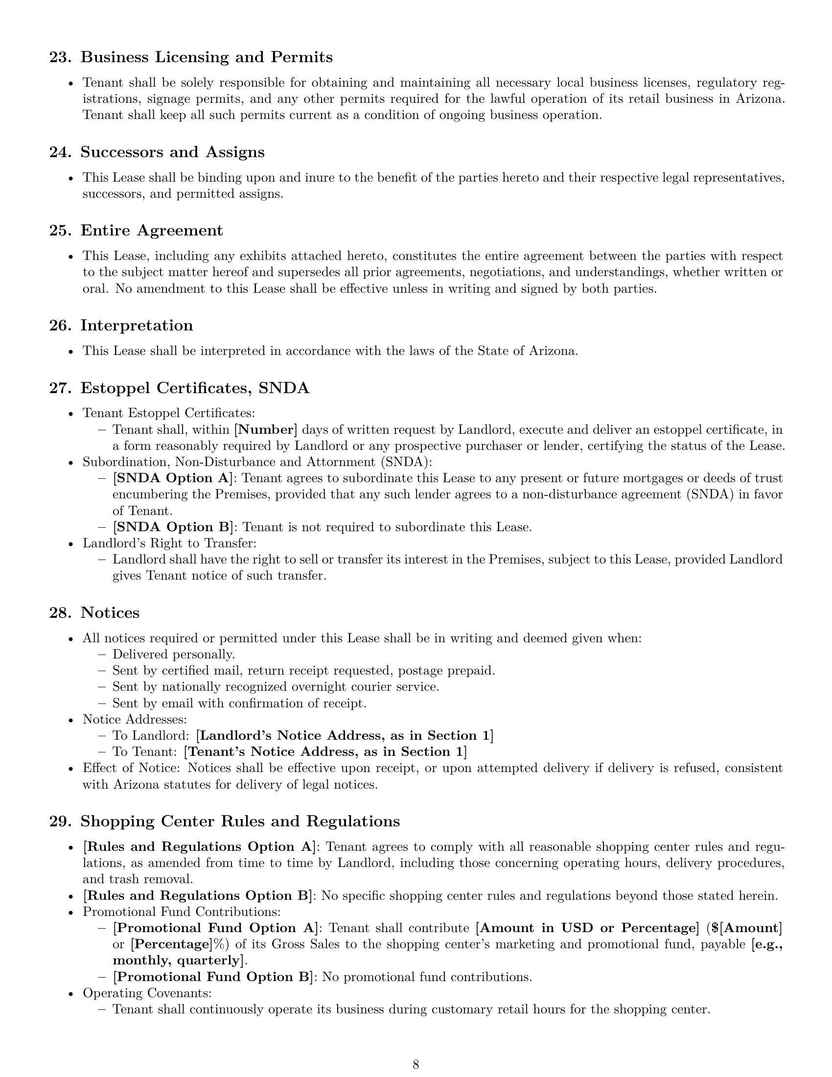 Preview page 8 of Pro Arizona retail lease agreement template