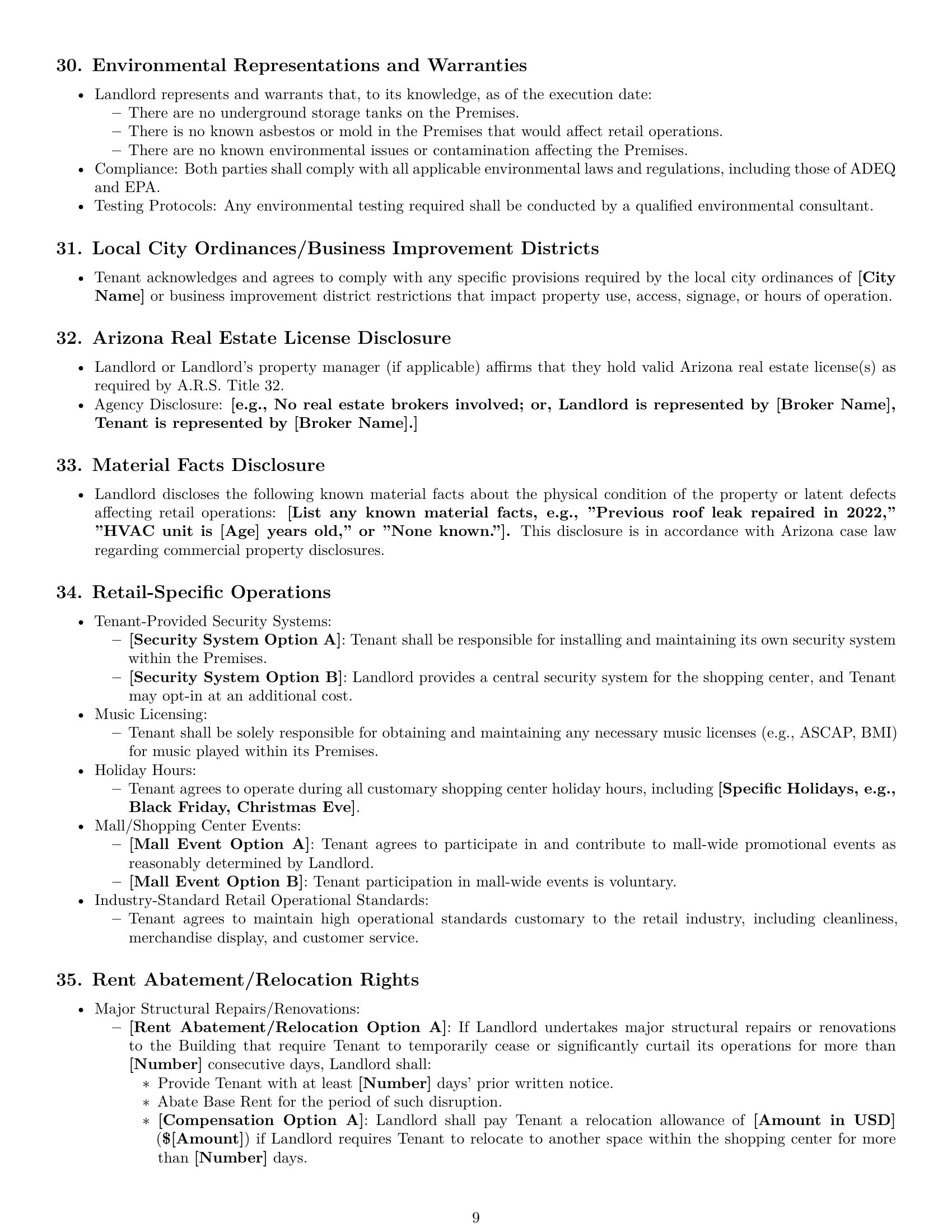Preview page 9 of Pro Arizona retail lease agreement template