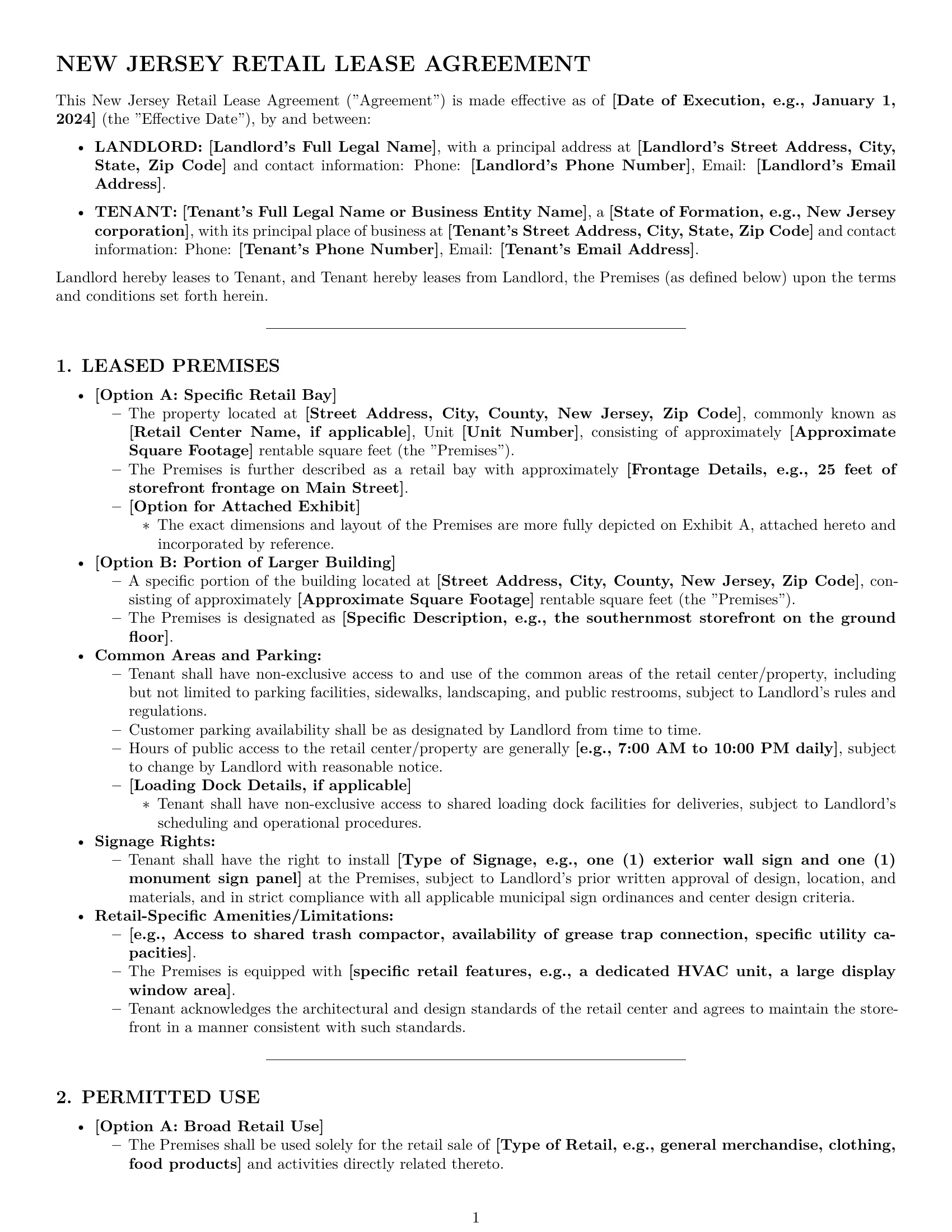 Preview page 1 of Pro New Jersey retail lease agreement template