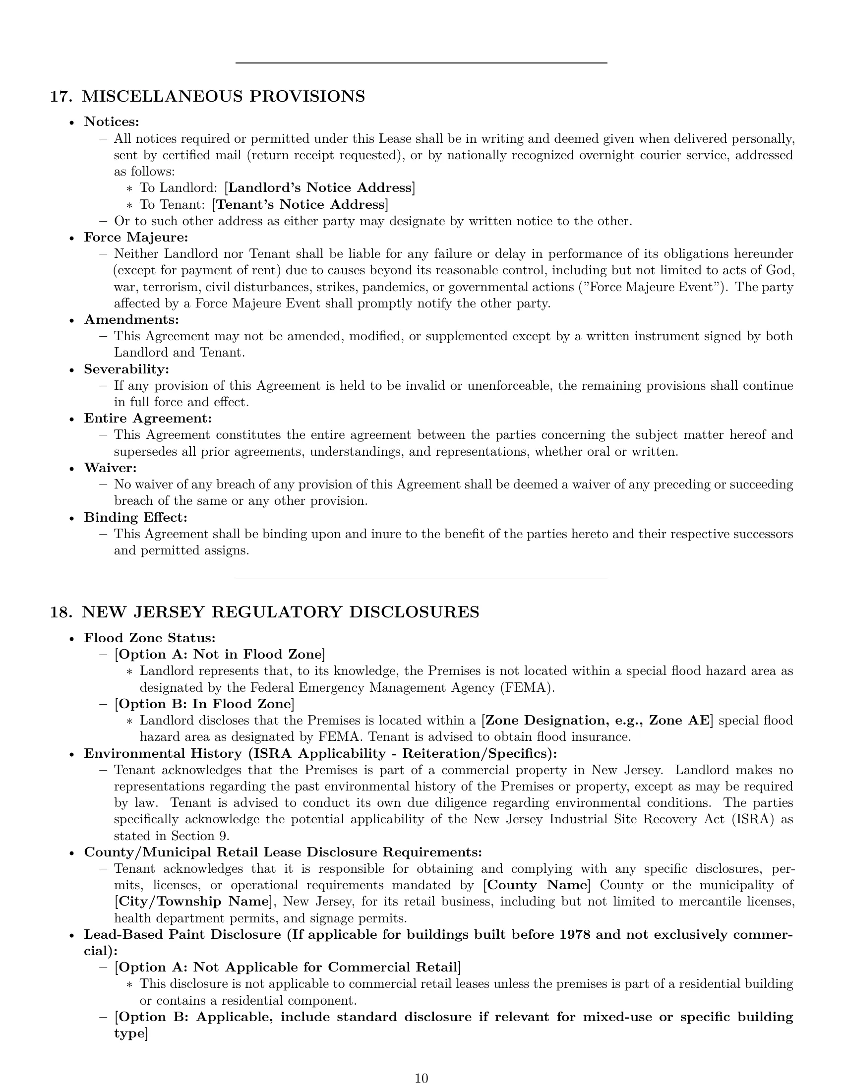 Preview page 10 of Pro New Jersey retail lease agreement template