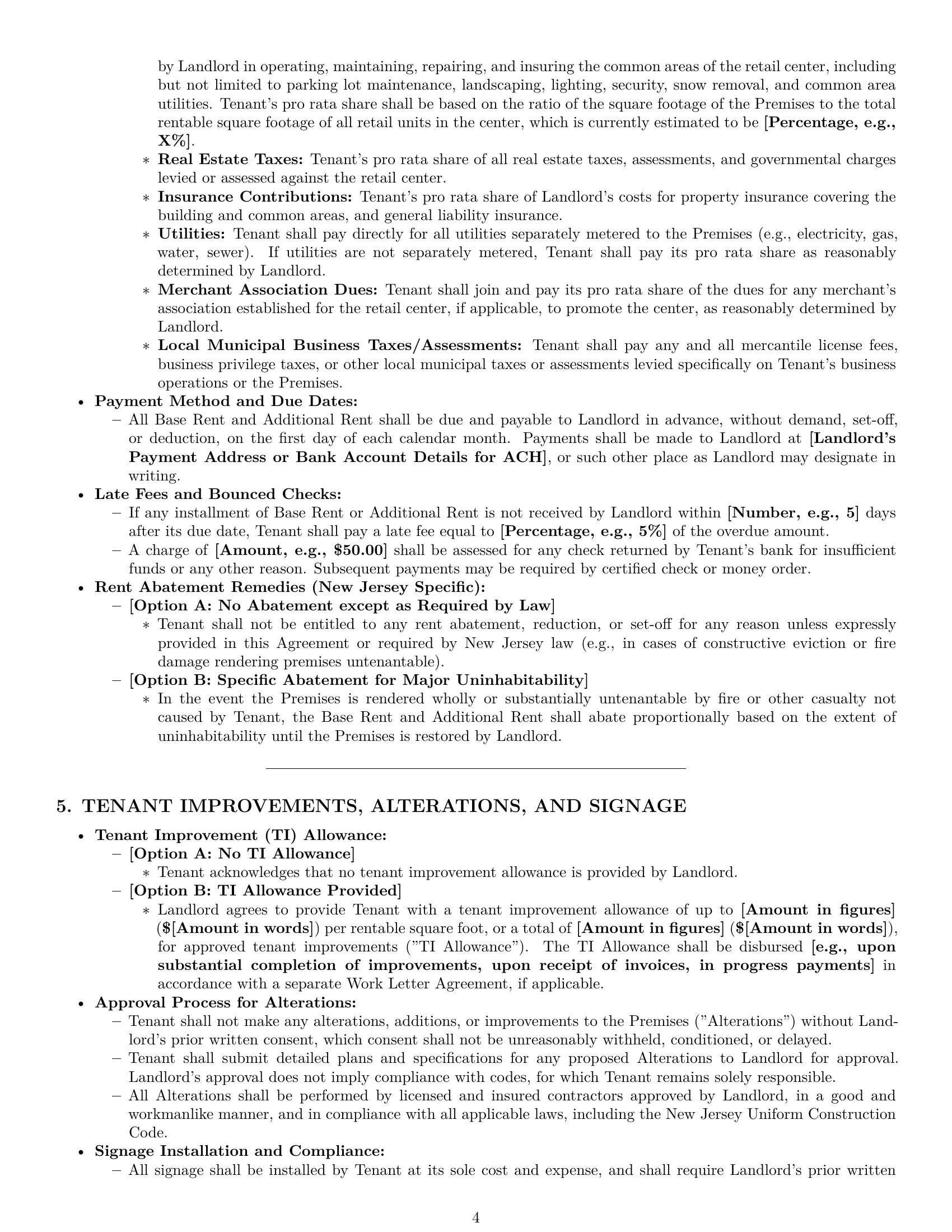 Preview page 4 of Pro New Jersey retail lease agreement template