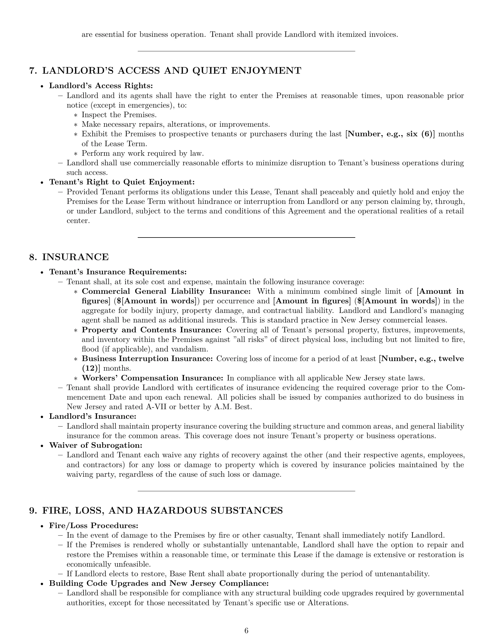 Preview page 6 of Pro New Jersey retail lease agreement template