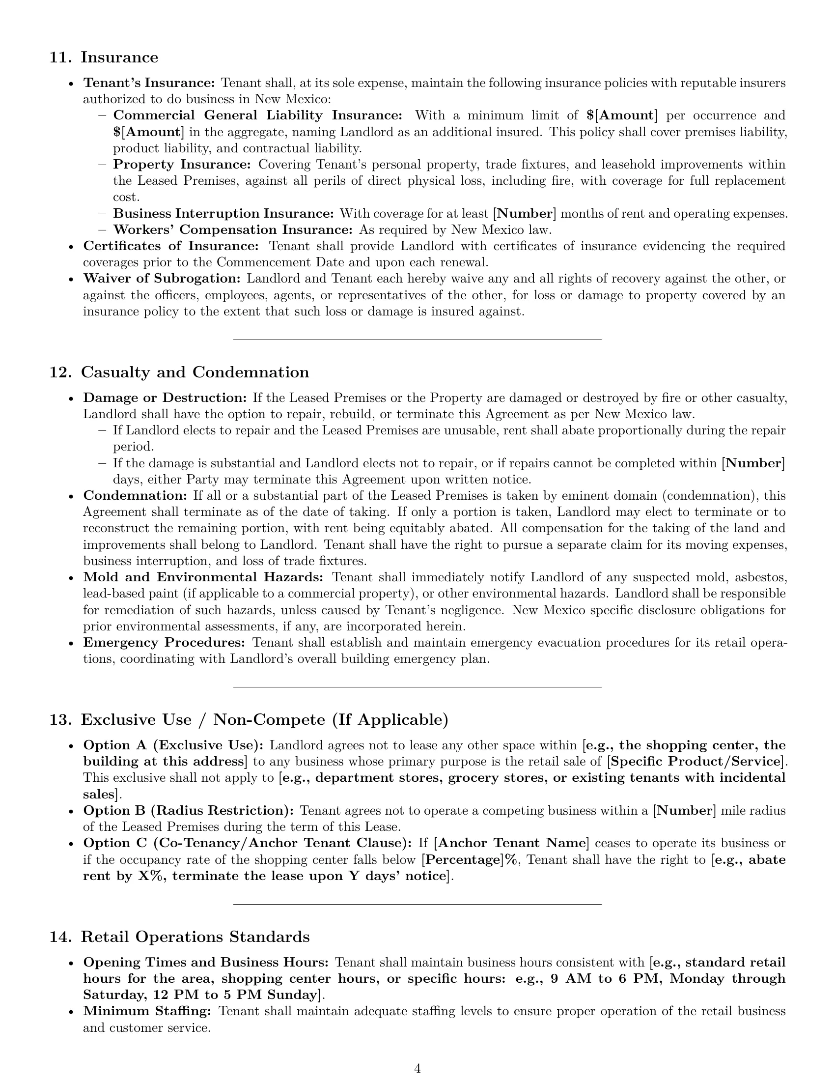 Preview page 4 of Pro New Mexico retail lease agreement template