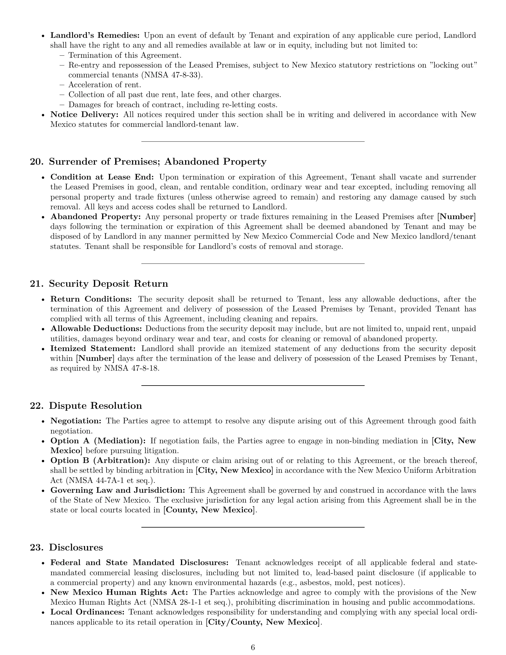 Preview page 6 of Pro New Mexico retail lease agreement template