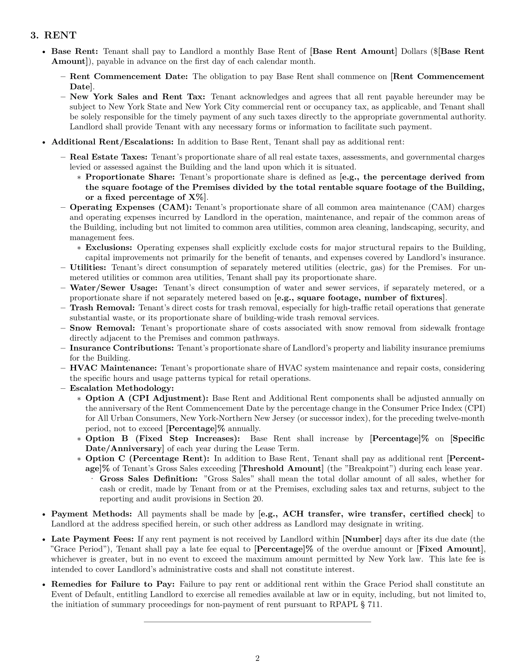 Preview page 2 of Pro New York retail lease agreement template