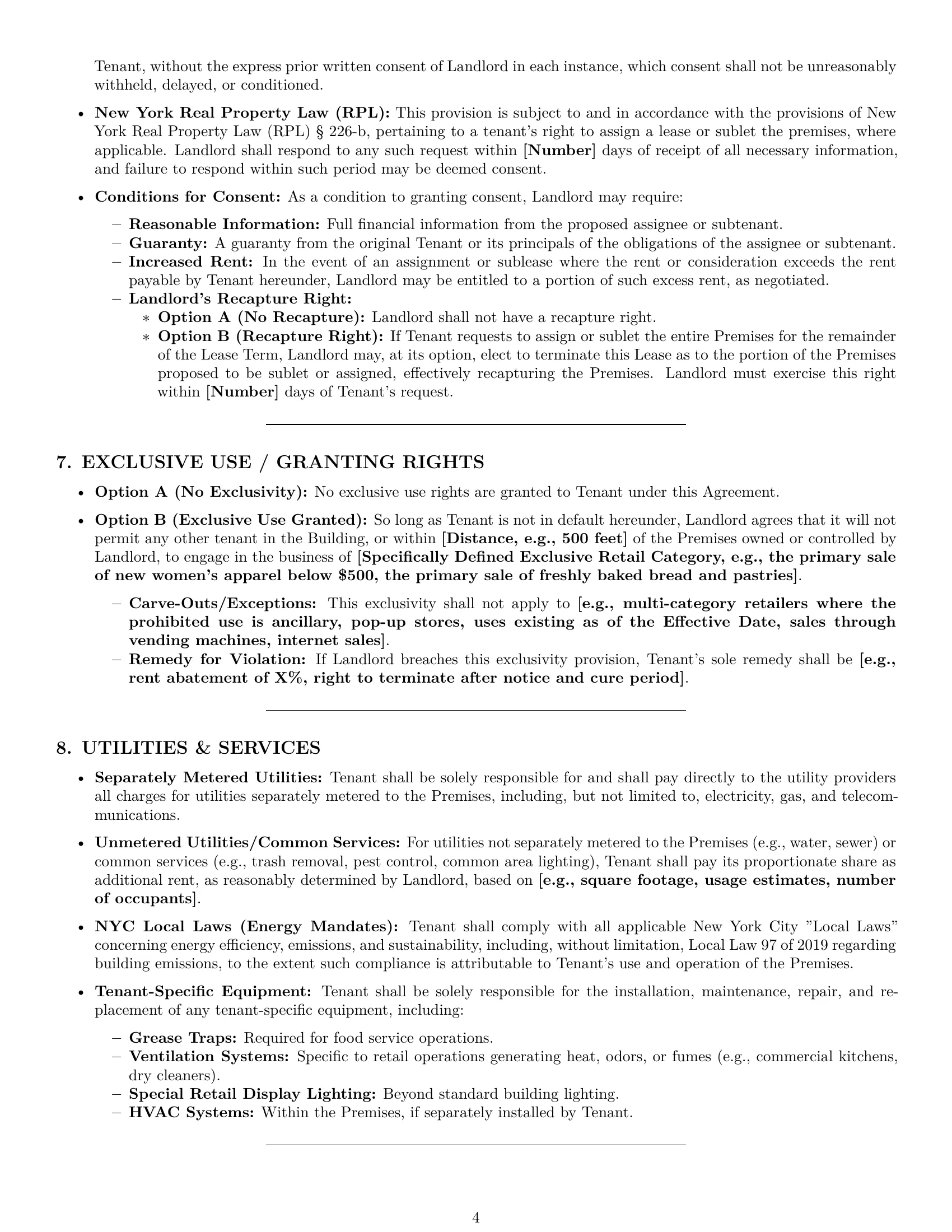 Preview page 4 of Pro New York retail lease agreement template