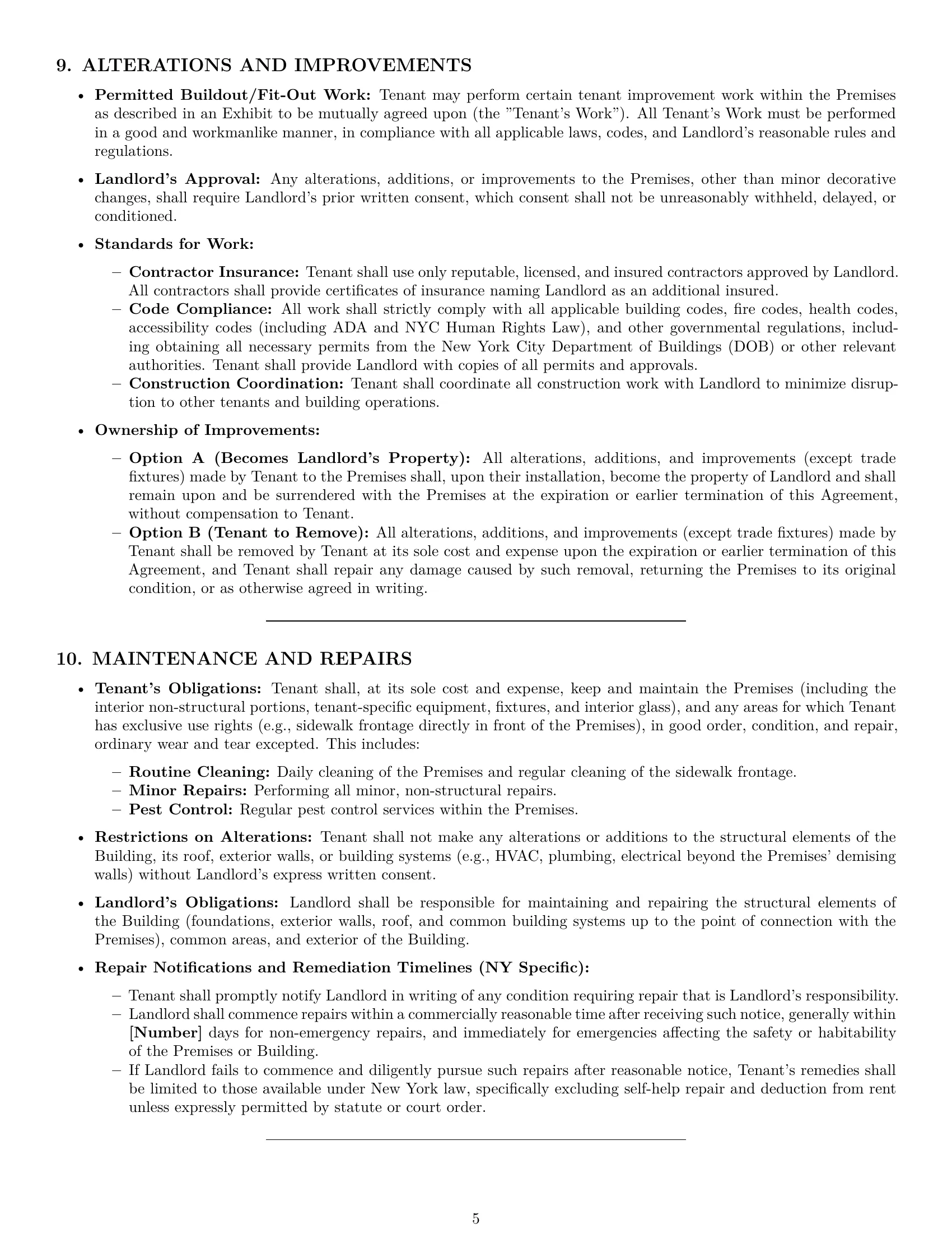 Preview page 5 of Pro New York retail lease agreement template