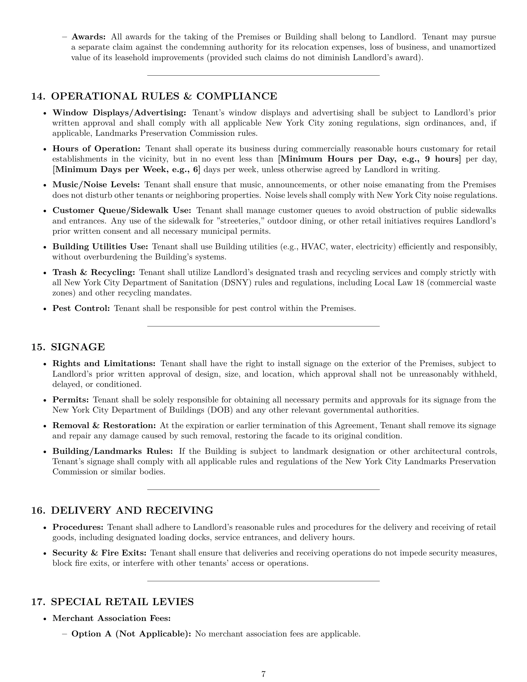 Preview page 7 of Pro New York retail lease agreement template