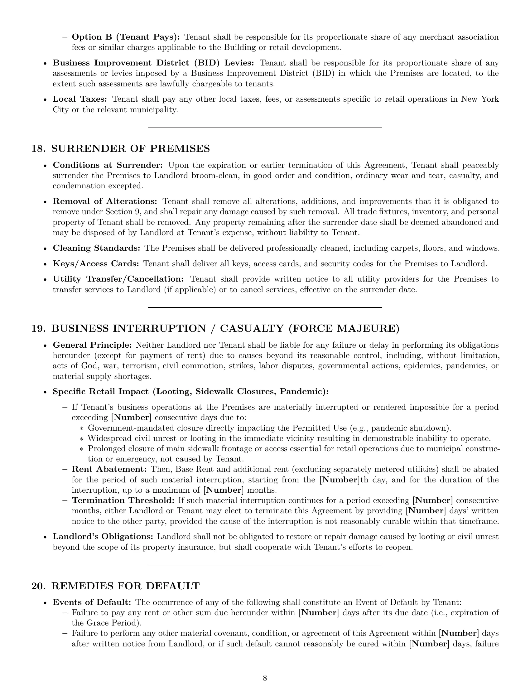 Preview page 8 of Pro New York retail lease agreement template