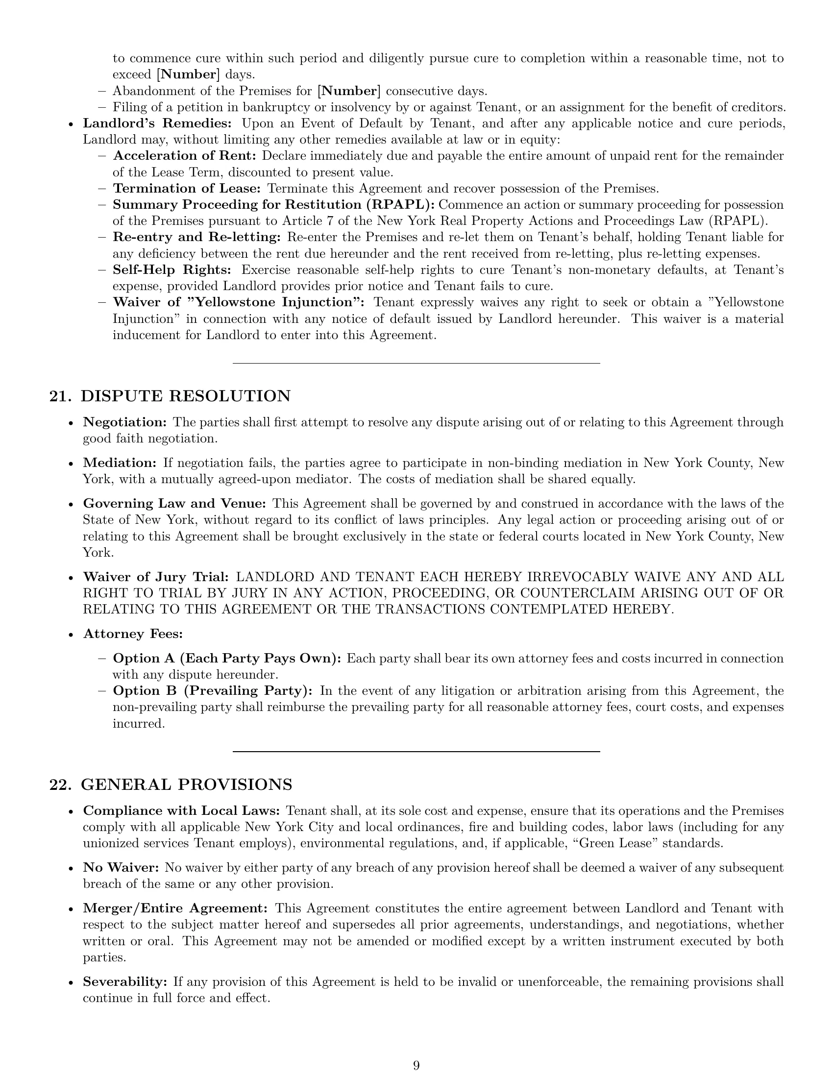 Preview page 9 of Pro New York retail lease agreement template