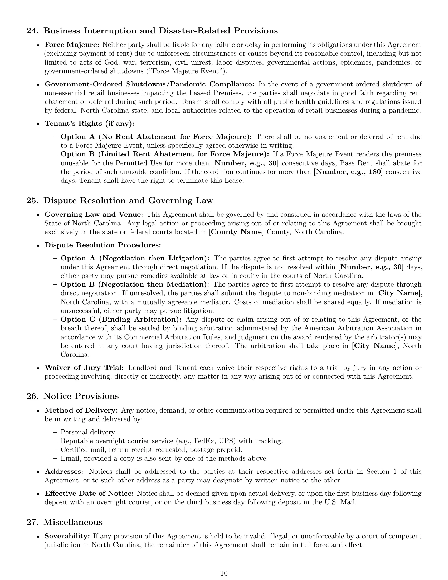 Preview page 10 of Pro North Carolina retail lease agreement template