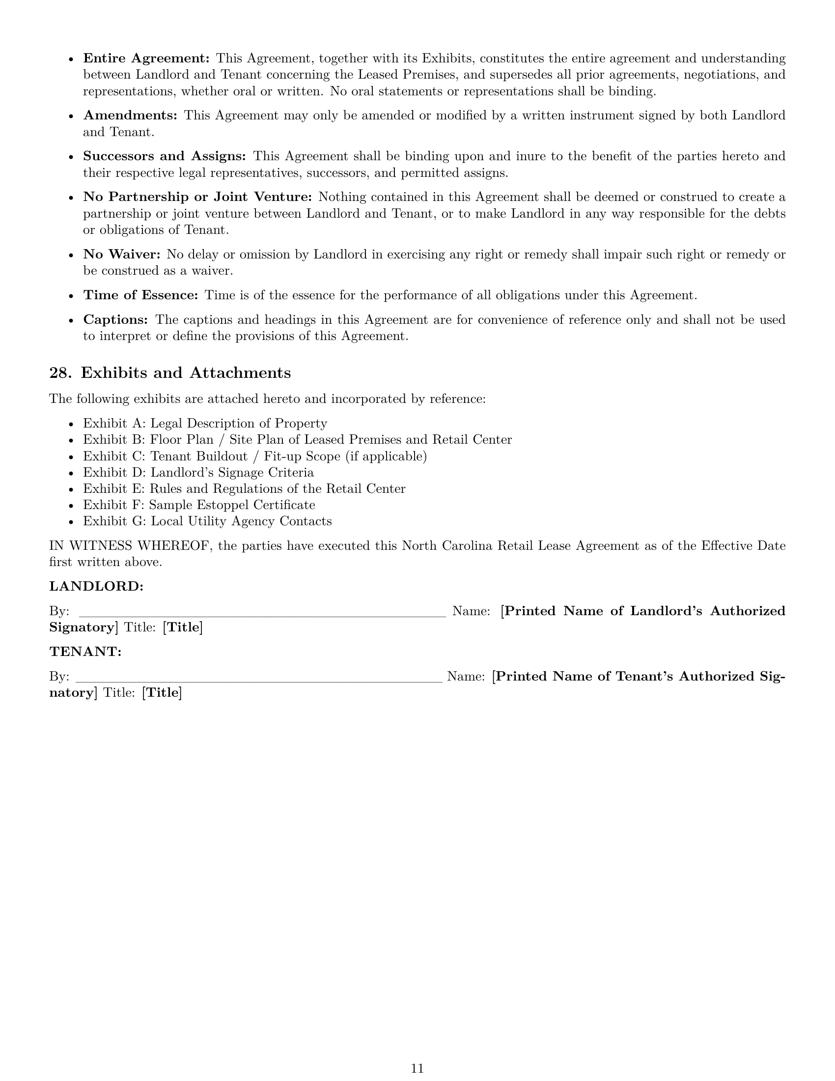Preview page 11 of Pro North Carolina retail lease agreement template