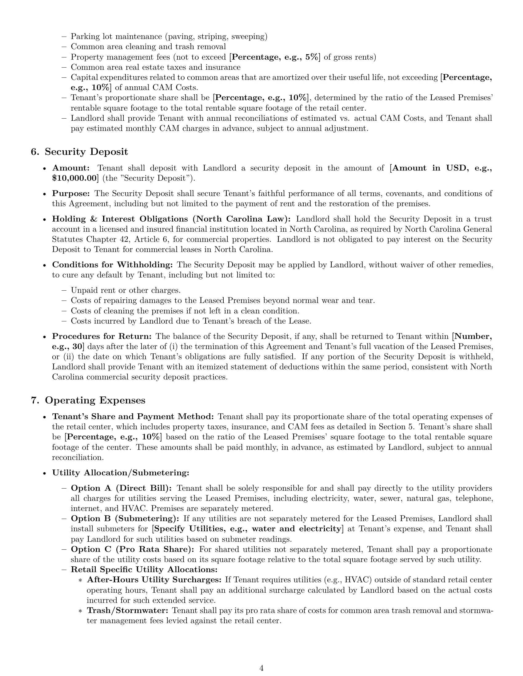 Preview page 4 of Pro North Carolina retail lease agreement template