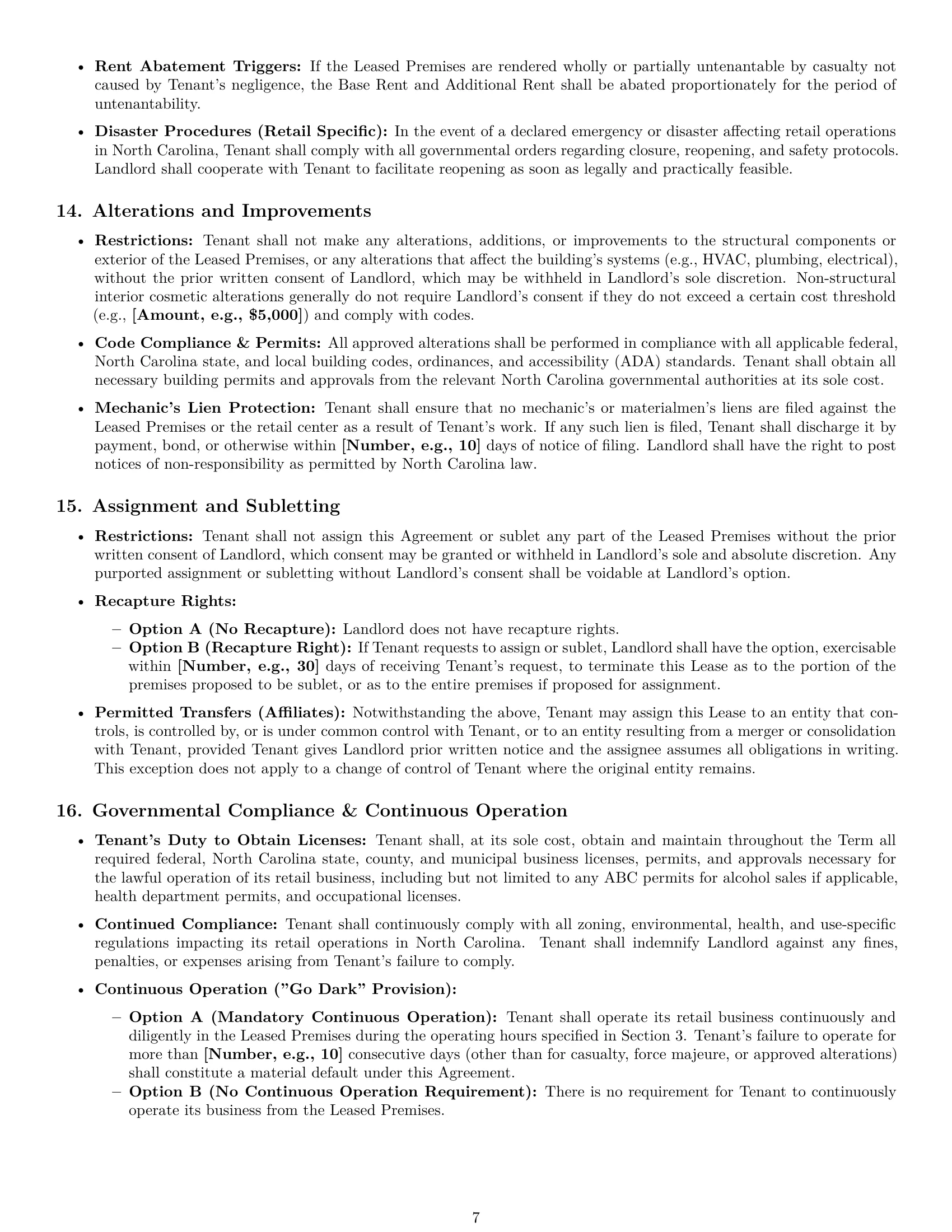 Preview page 7 of Pro North Carolina retail lease agreement template