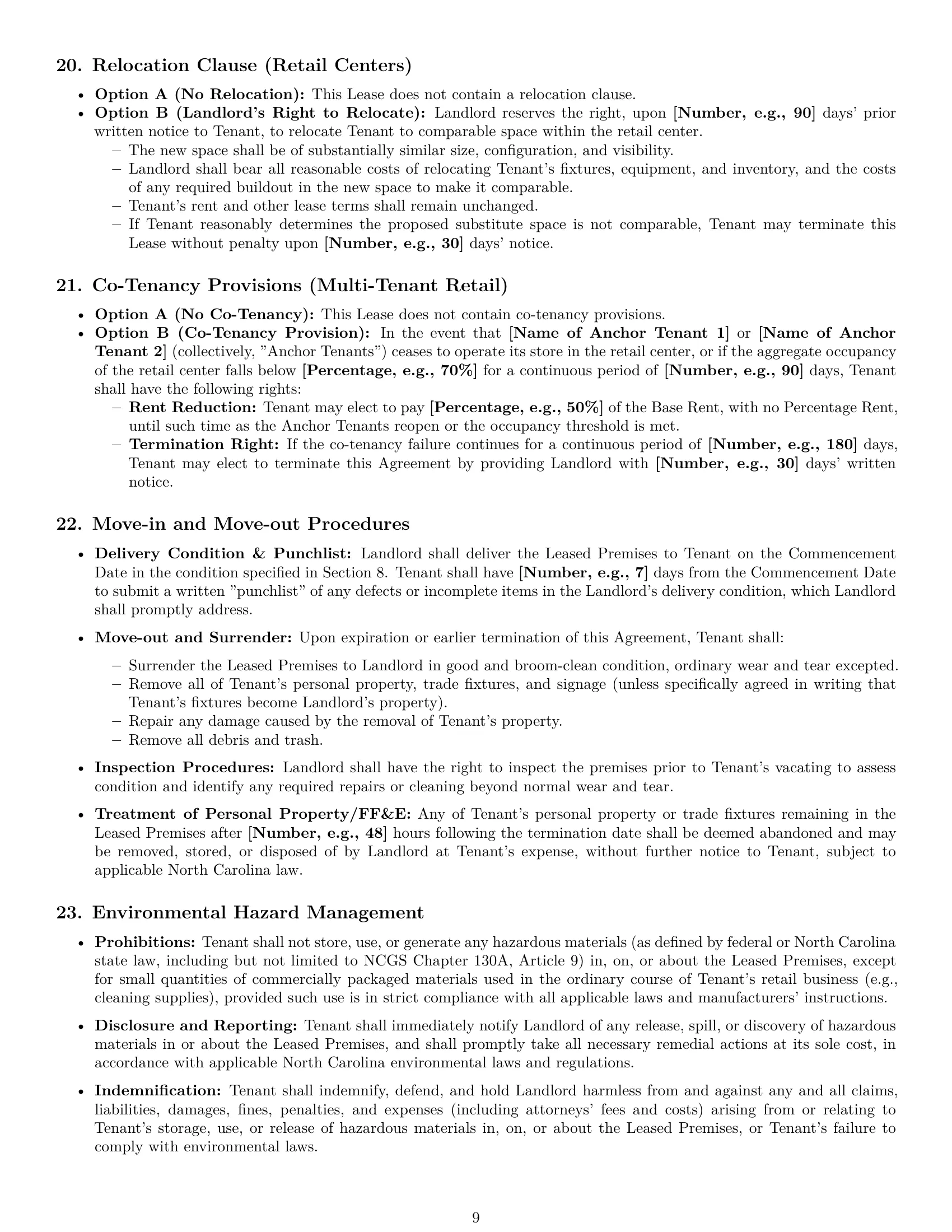 Preview page 9 of Pro North Carolina retail lease agreement template