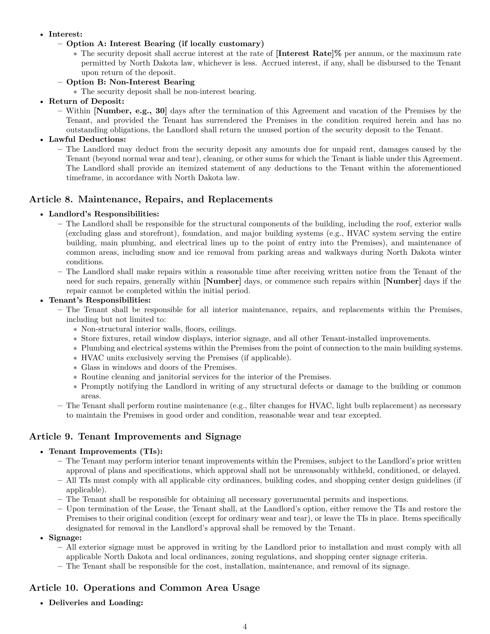 Preview page 4 of Pro North Dakota retail lease agreement template