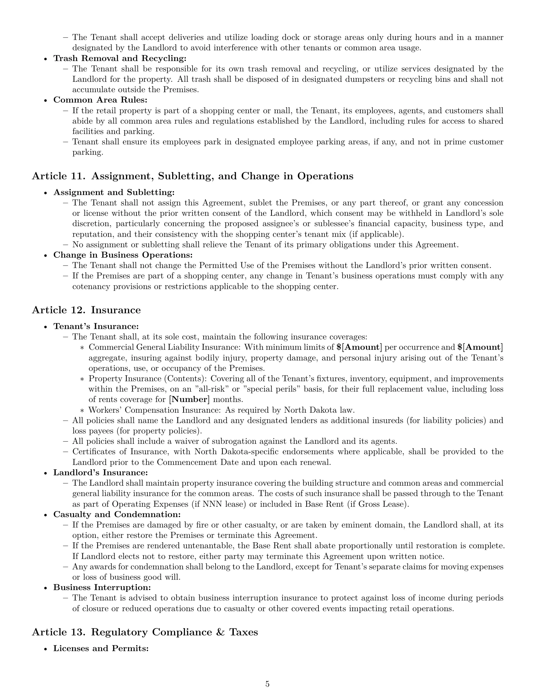Preview page 5 of Pro North Dakota retail lease agreement template