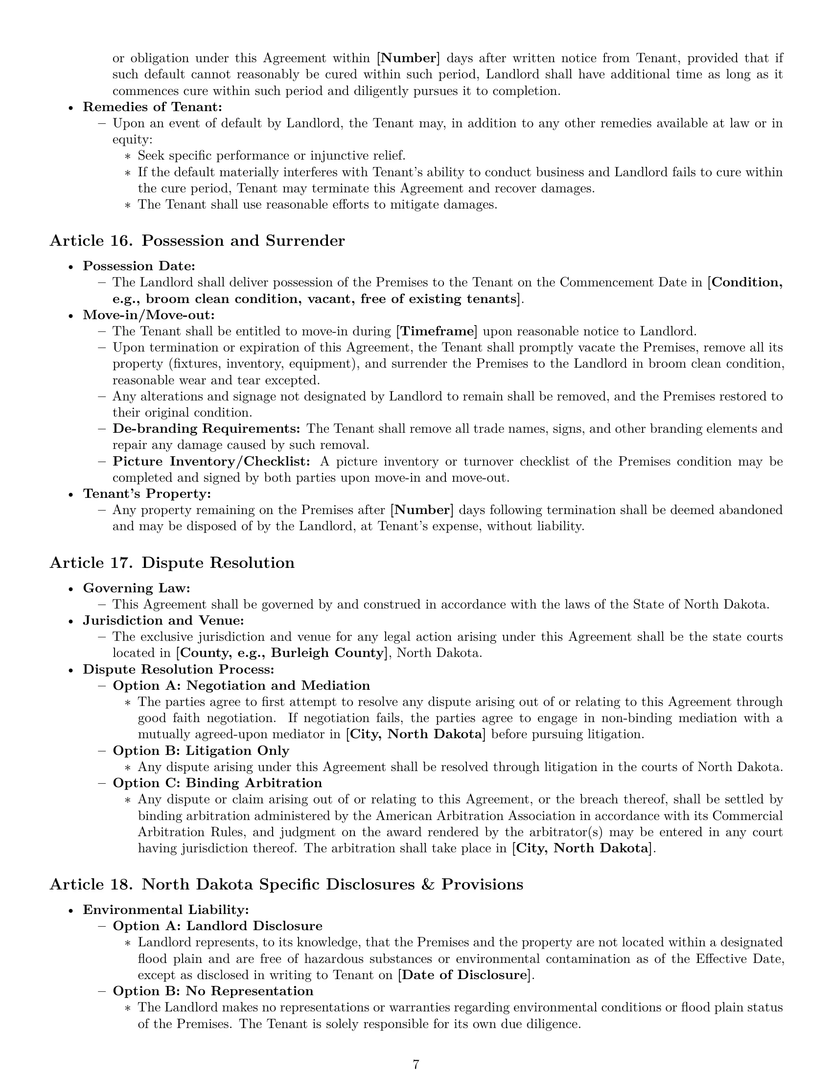 Preview page 7 of Pro North Dakota retail lease agreement template