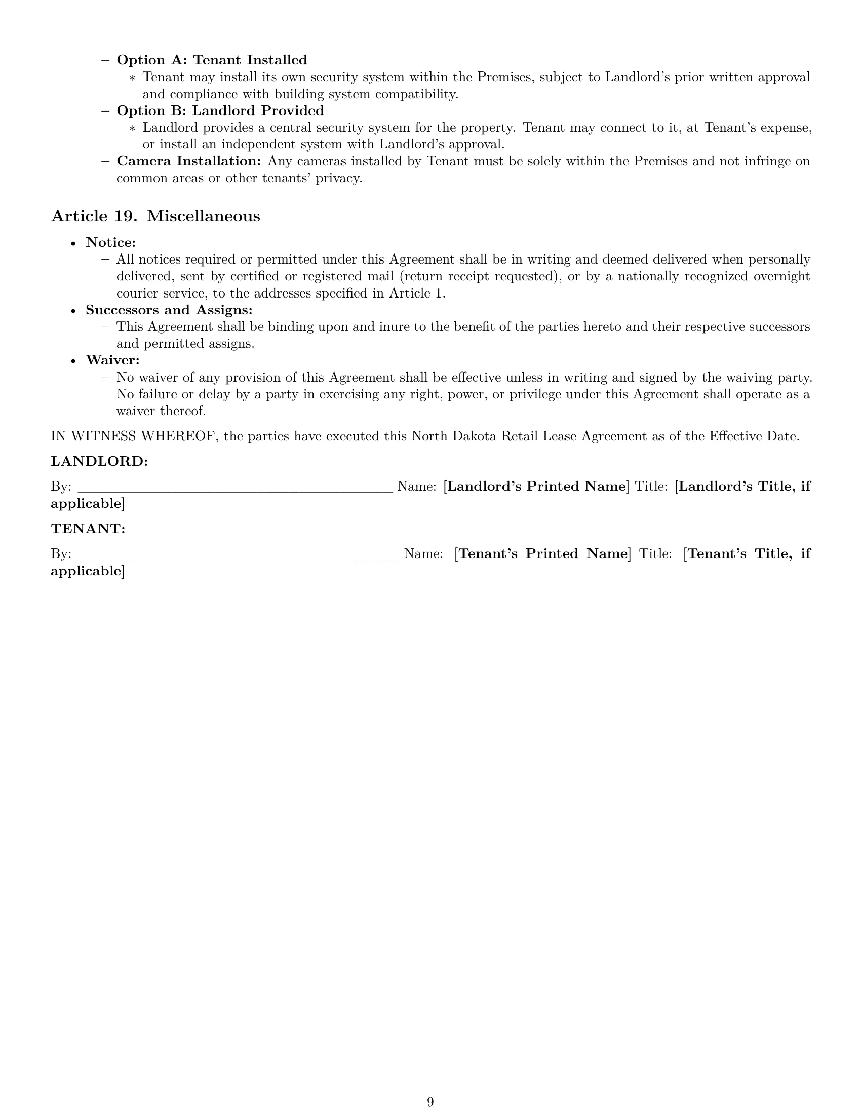Preview page 9 of Pro North Dakota retail lease agreement template