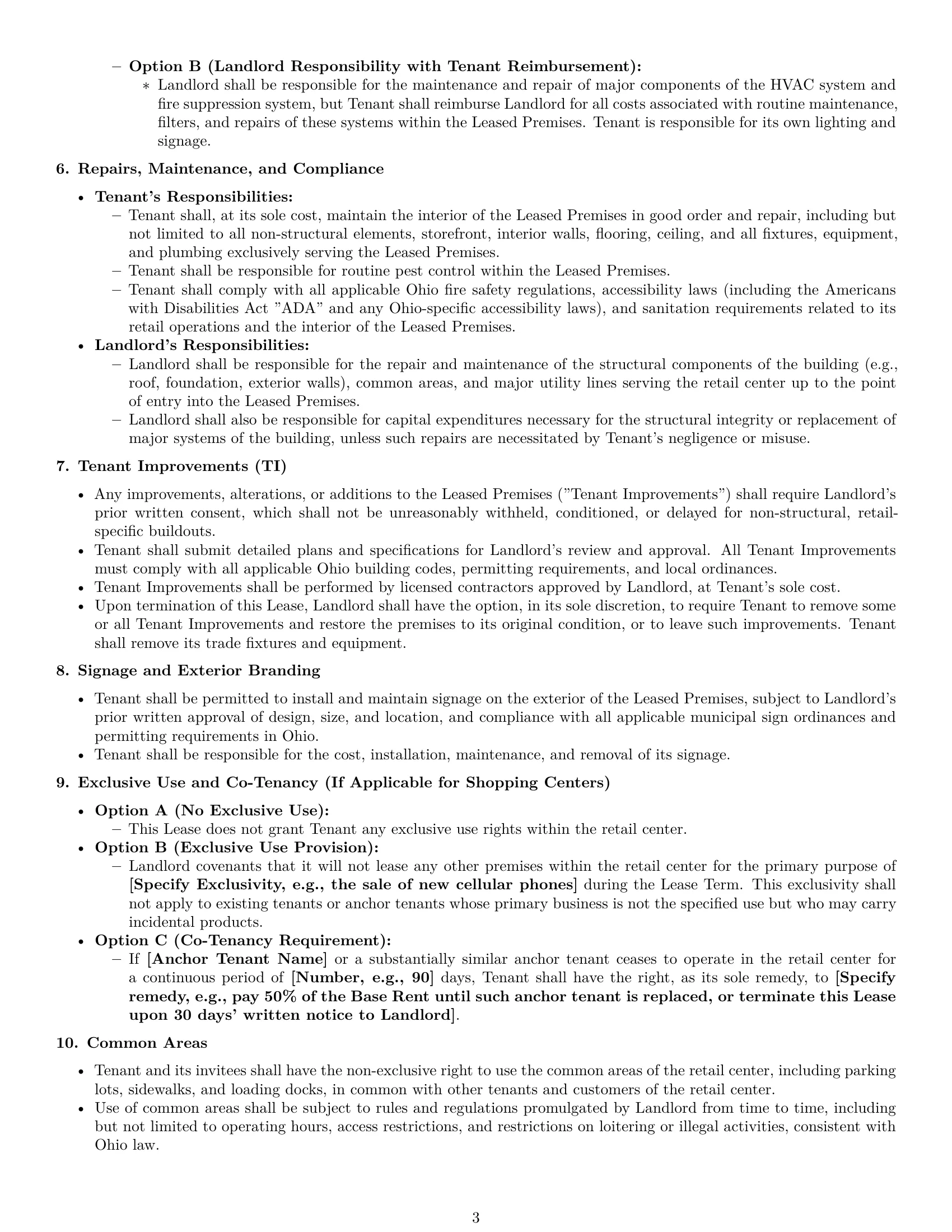 Preview page 3 of Pro Ohio retail lease agreement template